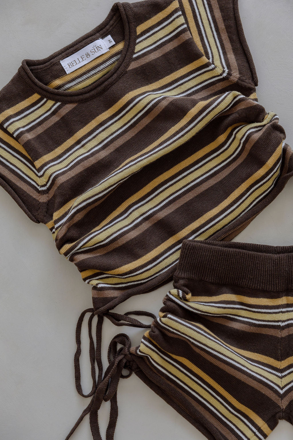 Gathered Knit Shorts | Sunset Stripe