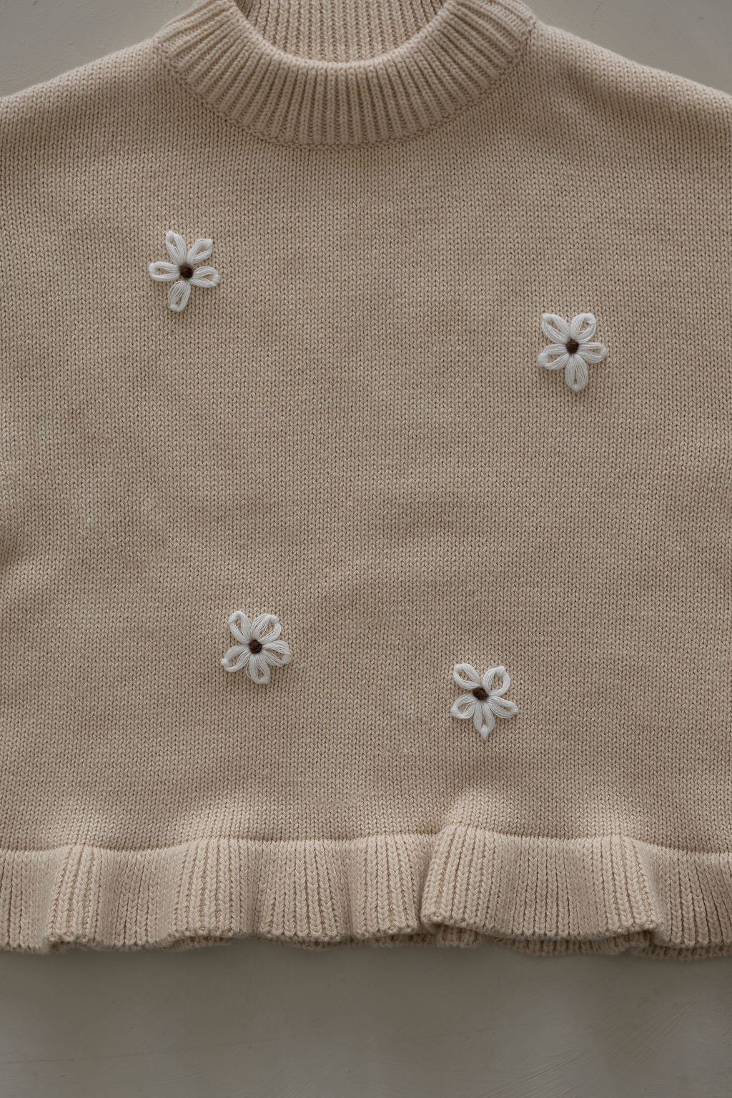 Knit Embroidery Pullover | Oat