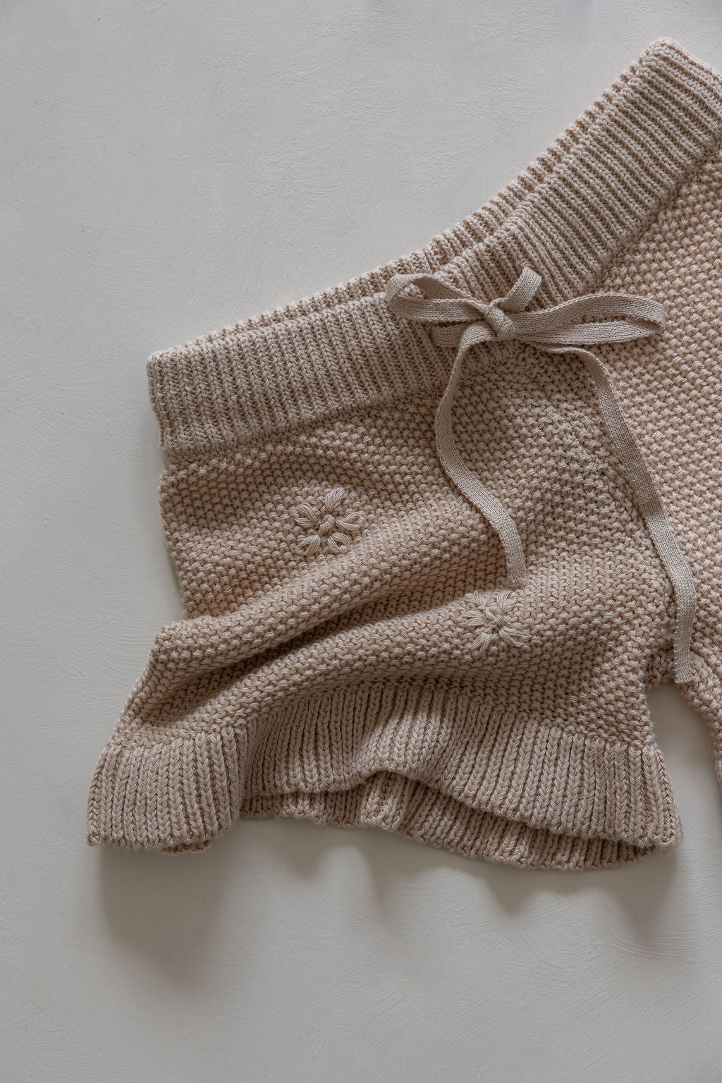 Knit Embroidered Shorts | Sand