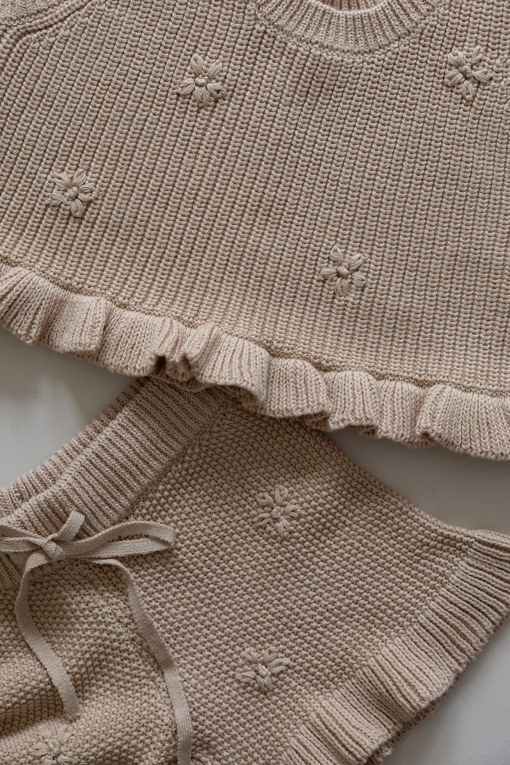 Knit Embroidered Top | Sand