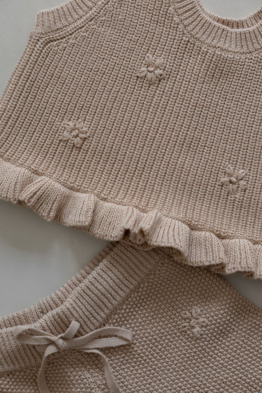 Knit Embroidered Top | Sand