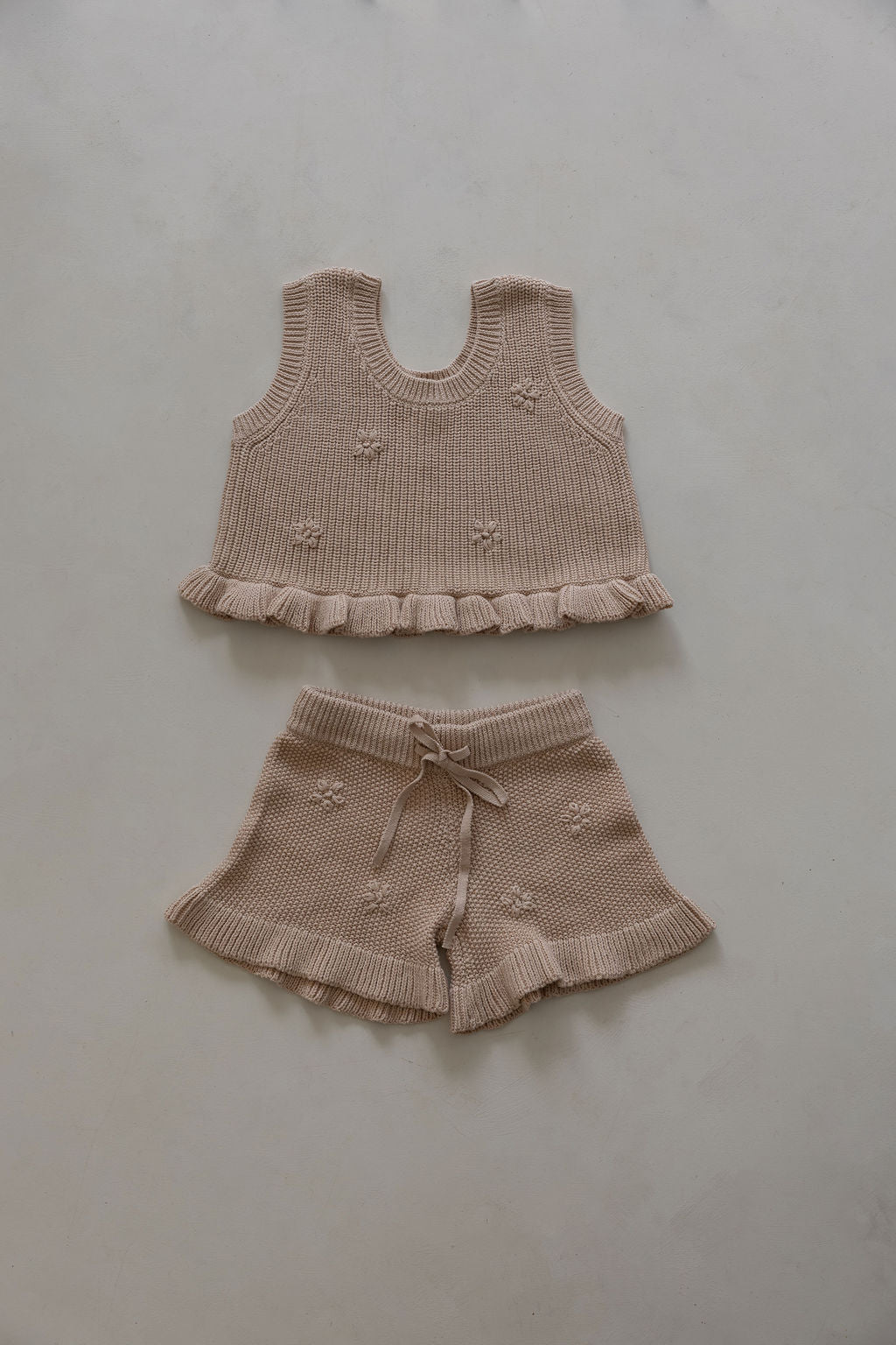 Knit Embroidered Shorts | Sand