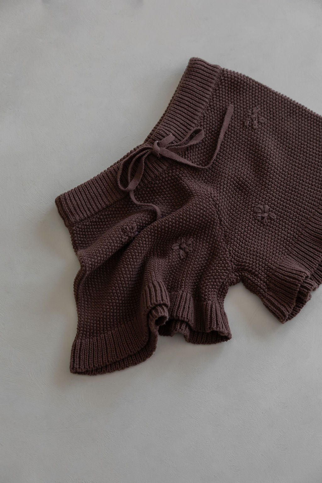 Knit Embroidered Shorts | Cocoa