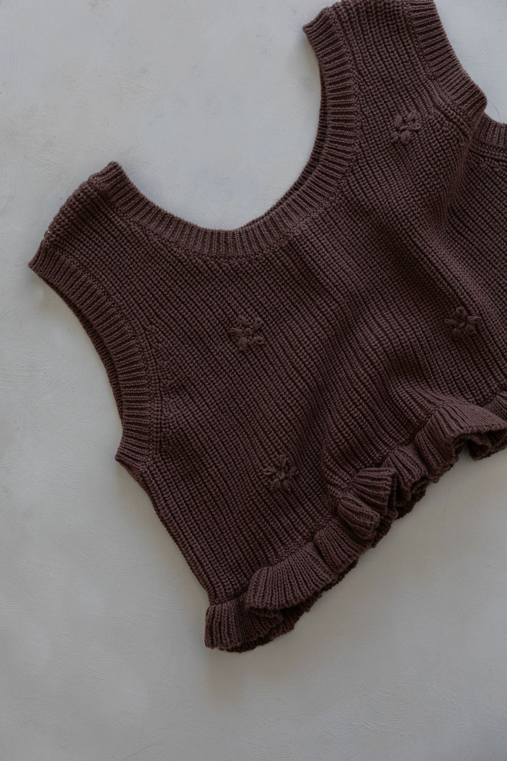 Knit Embroidered Top | Cocoa