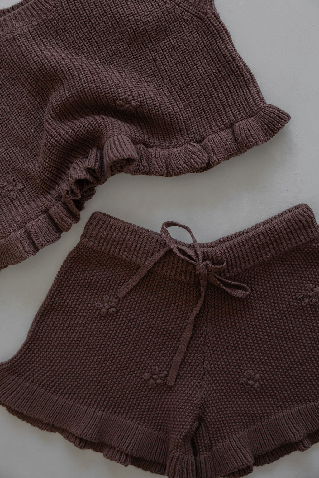 Knit Embroidered Shorts | Cocoa