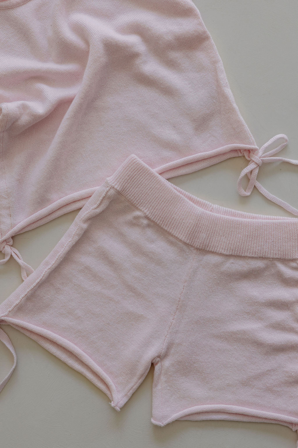 Gathered Knit Shorts | Pink Sky