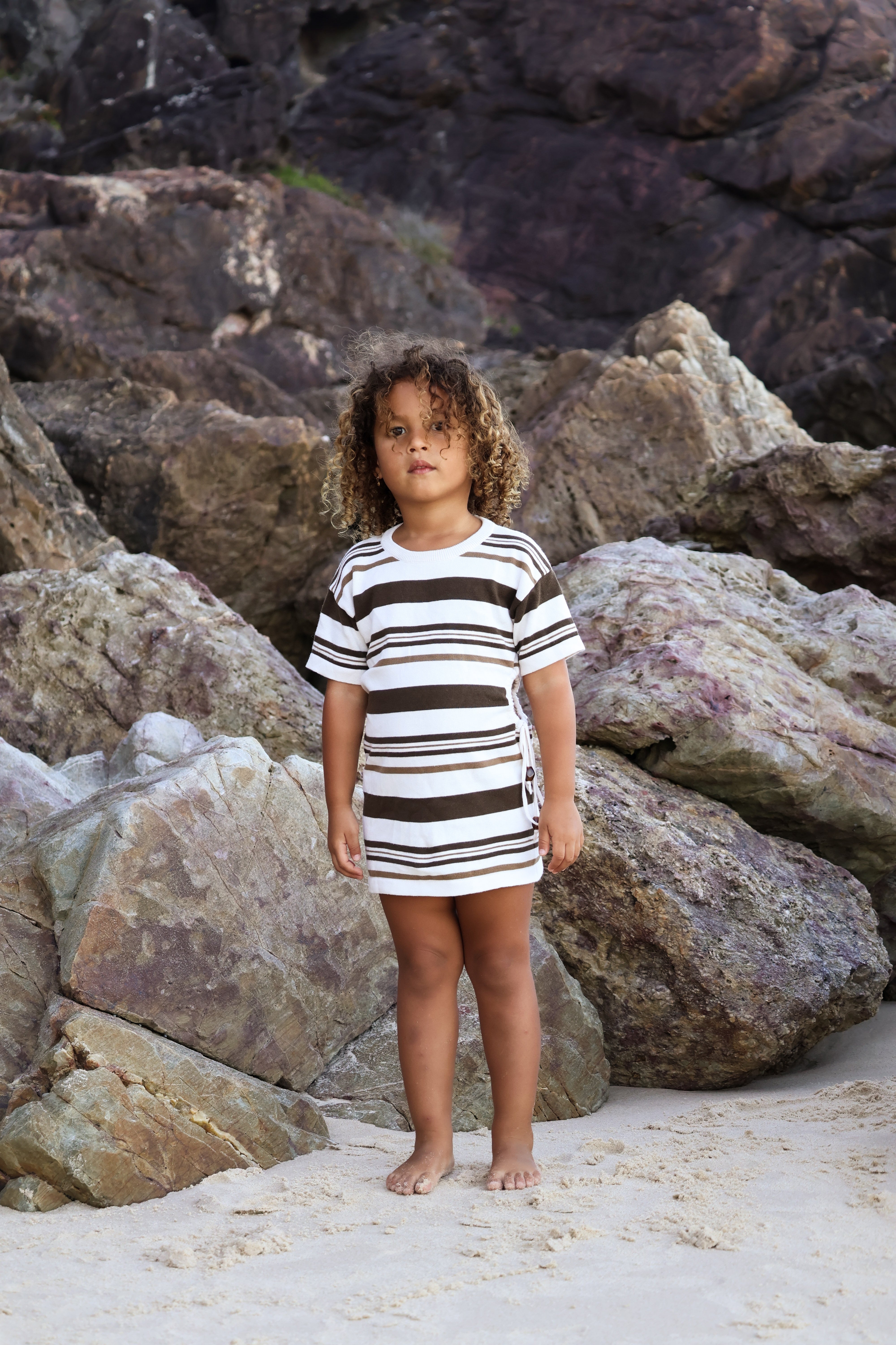 Keyhole Dress | Cacao Stripe