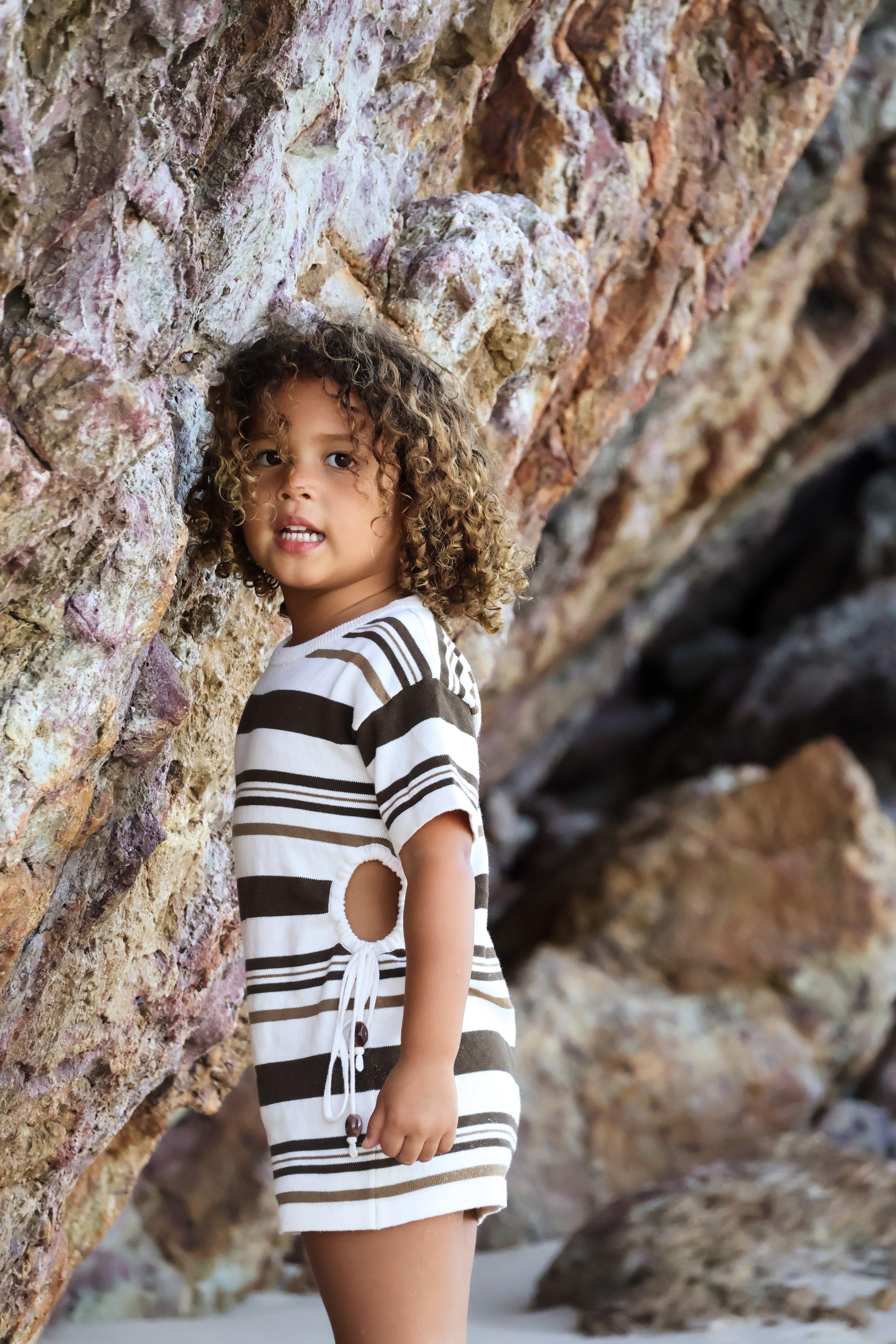 Keyhole Dress | Earth Stripe
