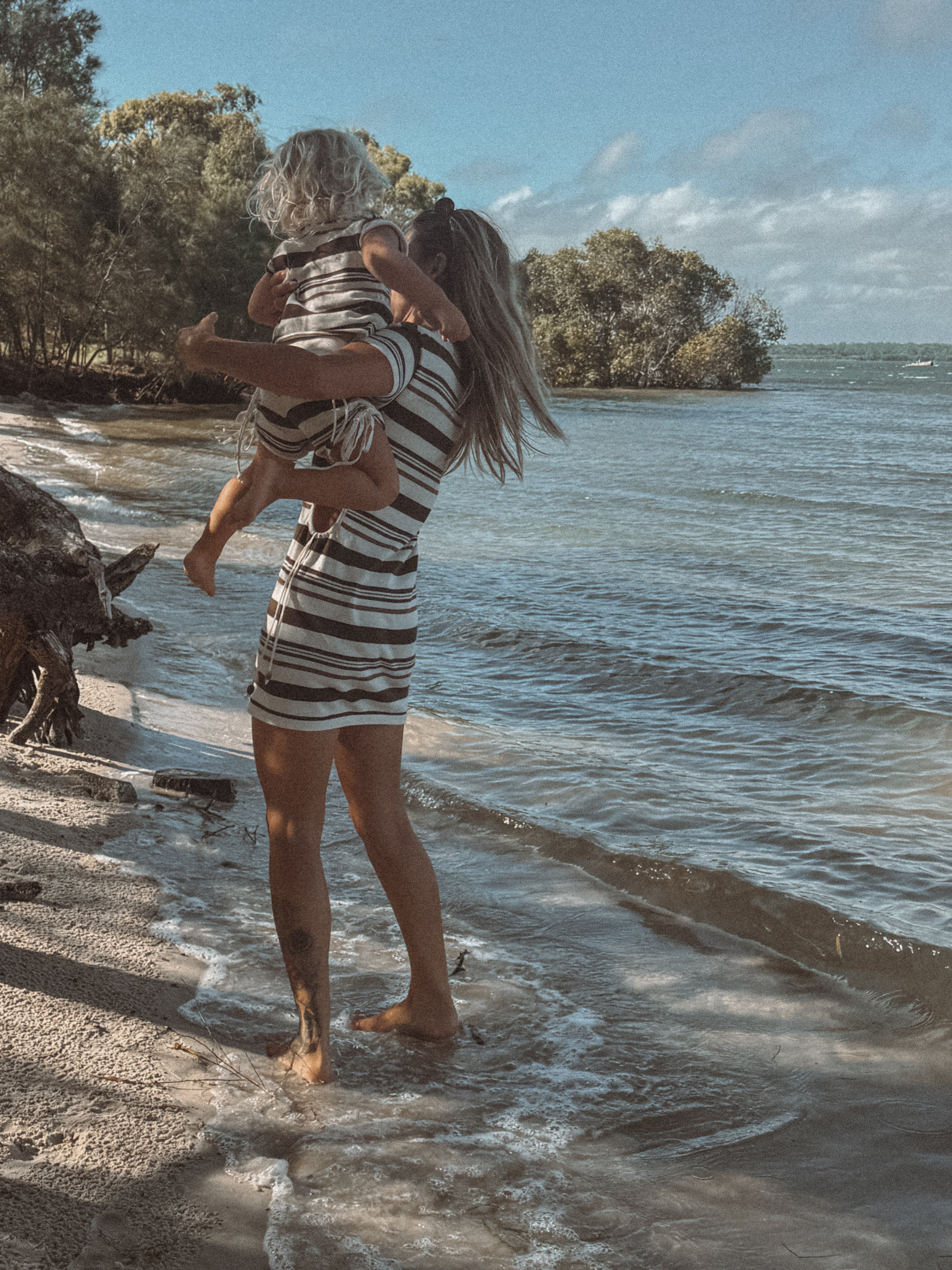 Woman's Keyhole Dress | Earth Stripe