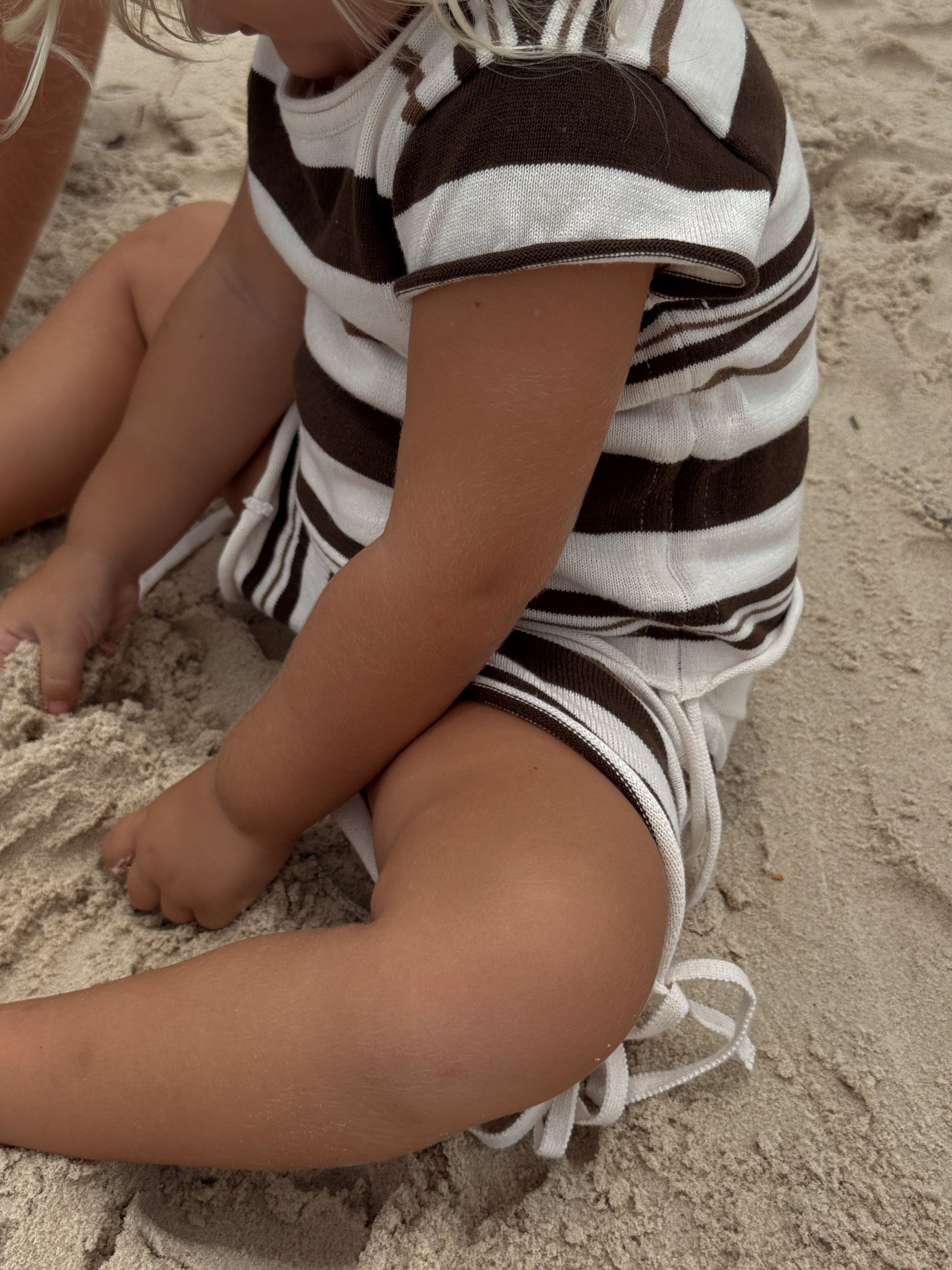 Gathered Knit Shorts | Earth Stripe