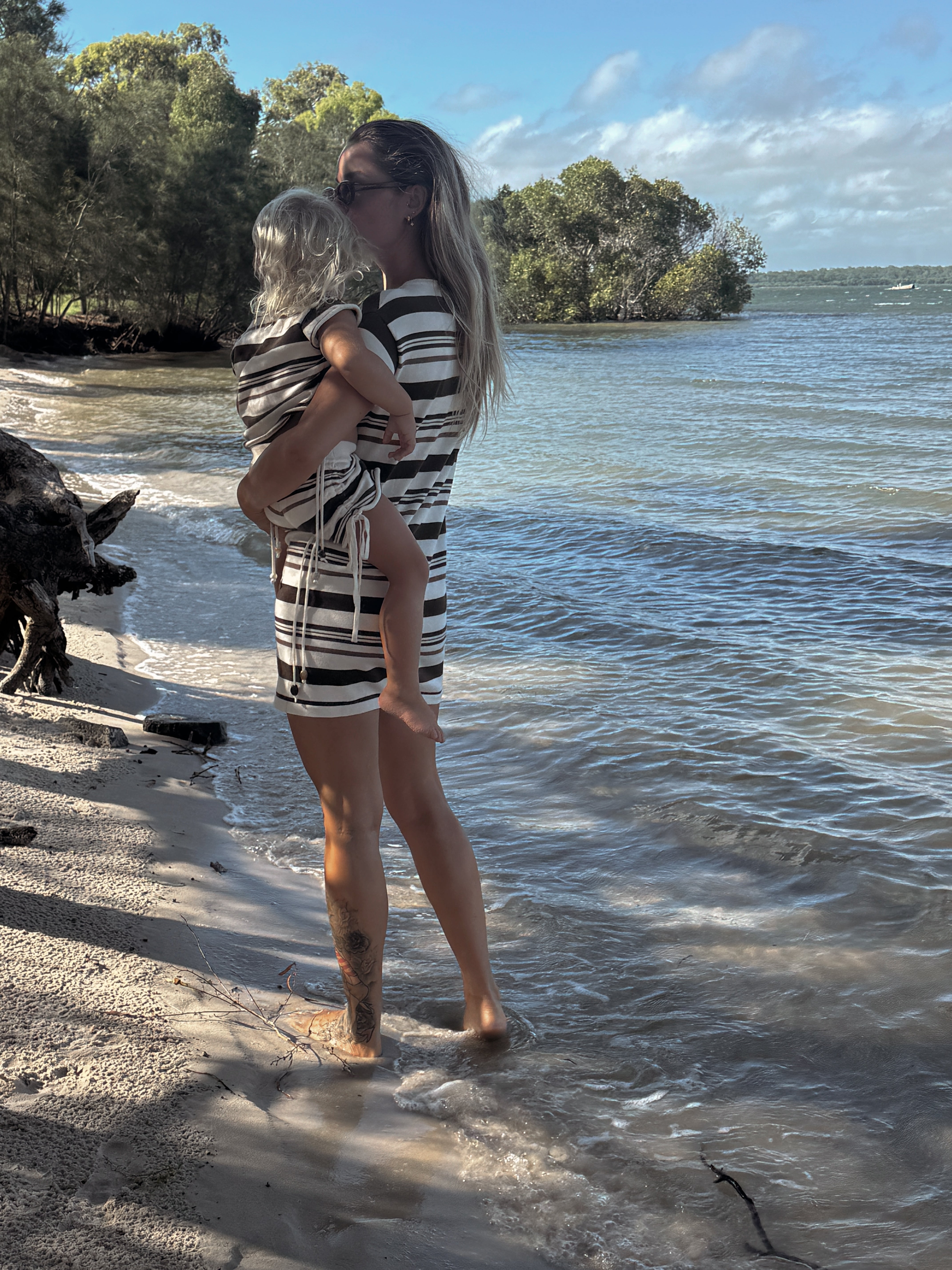 Woman's Keyhole Dress | Earth Stripe