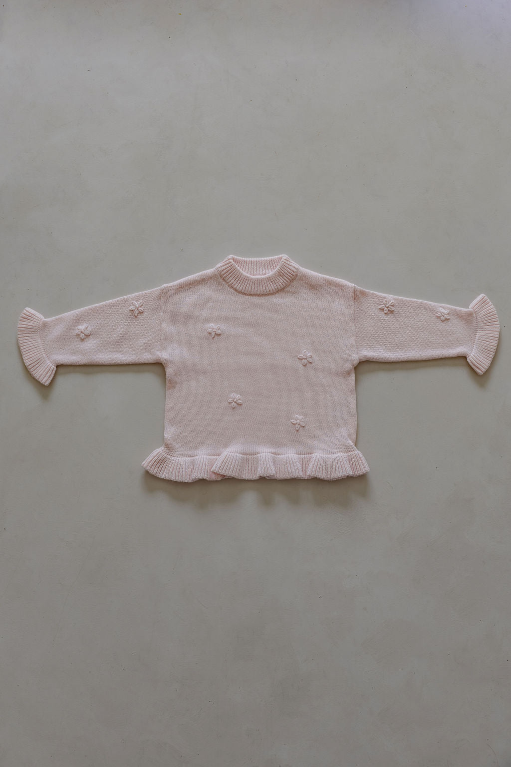 Knit Embroidery Pullover | Pink sky