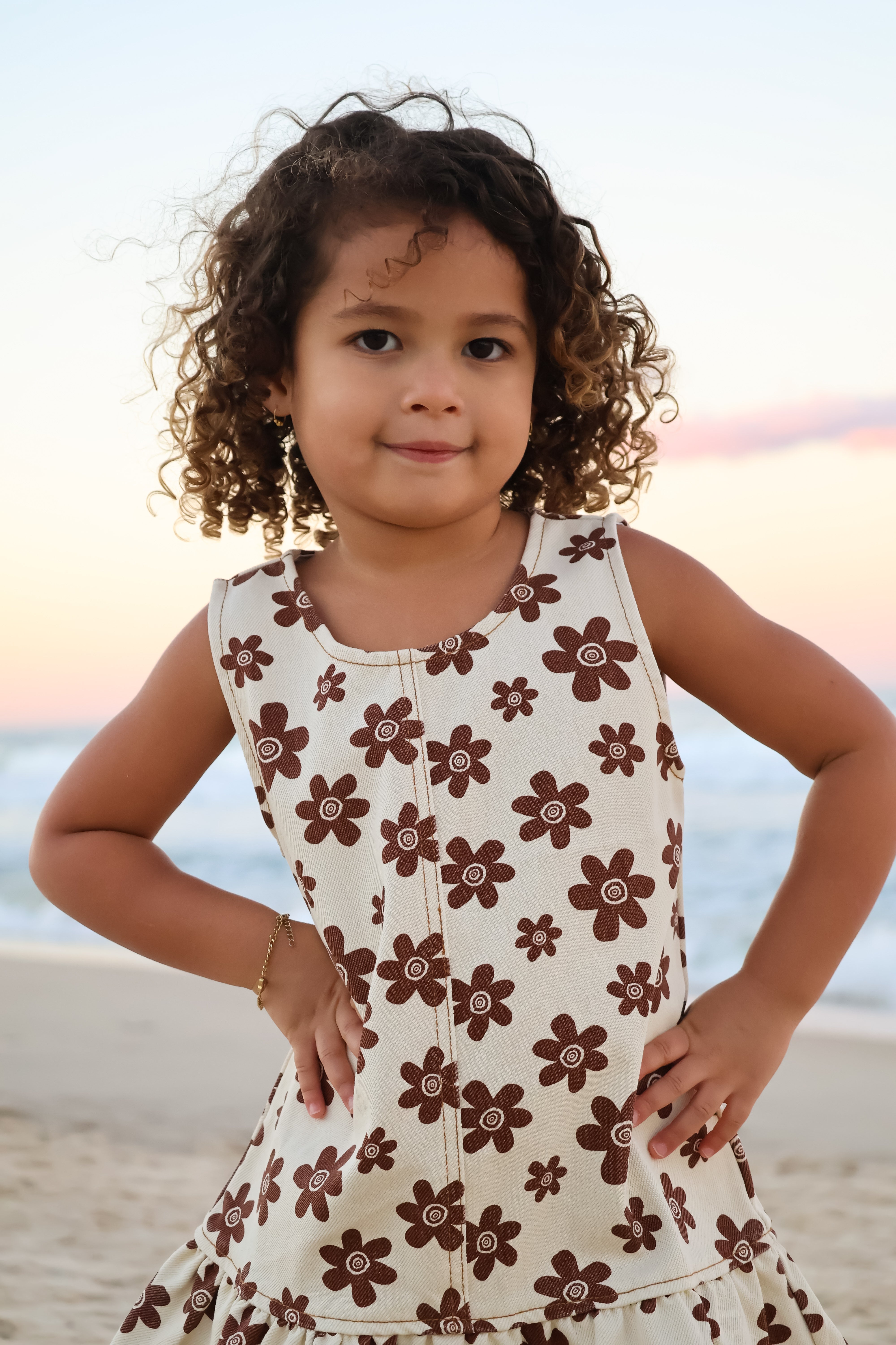 Denim Flower Dress | Natural