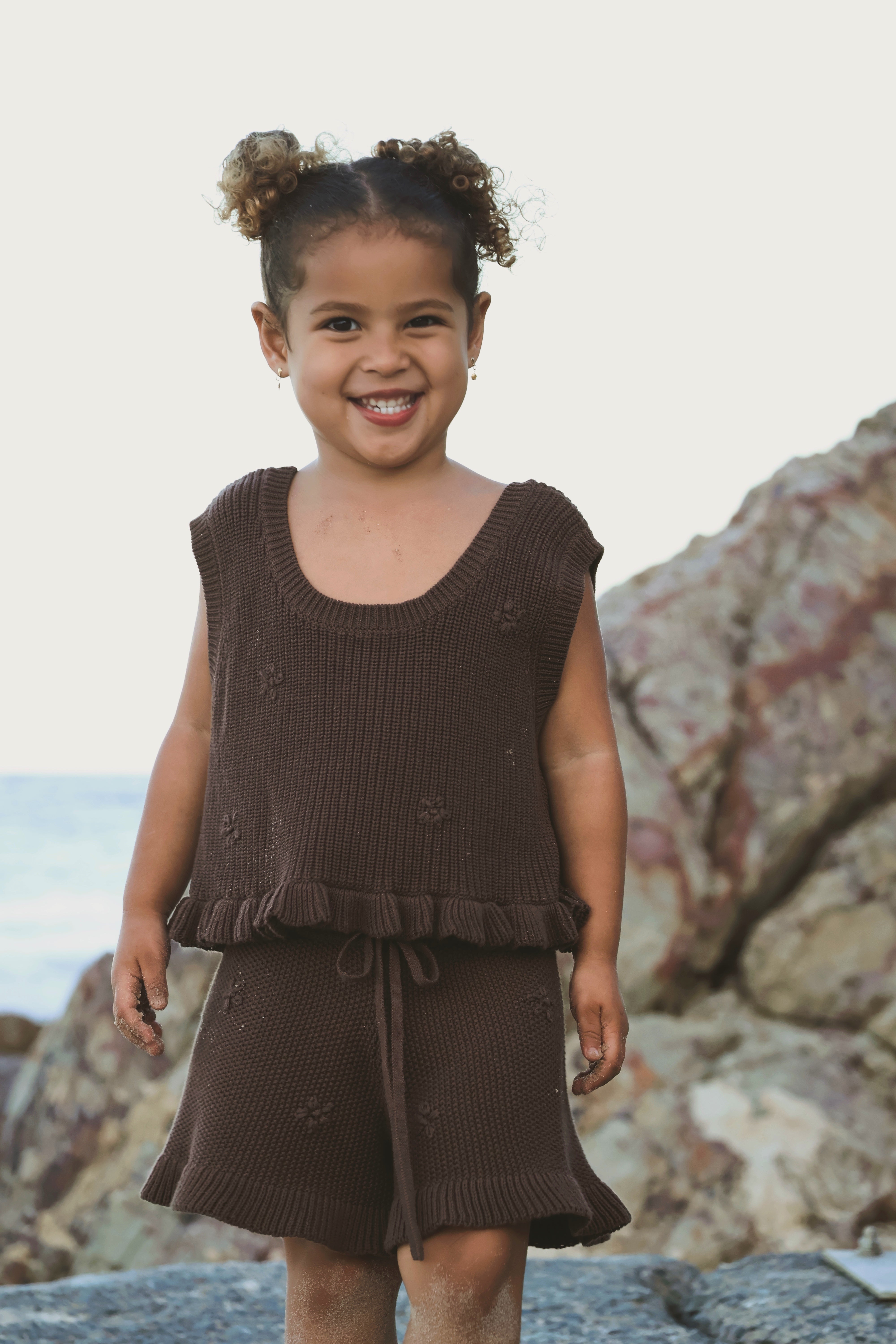 Knit Embroidered Top | Cocoa