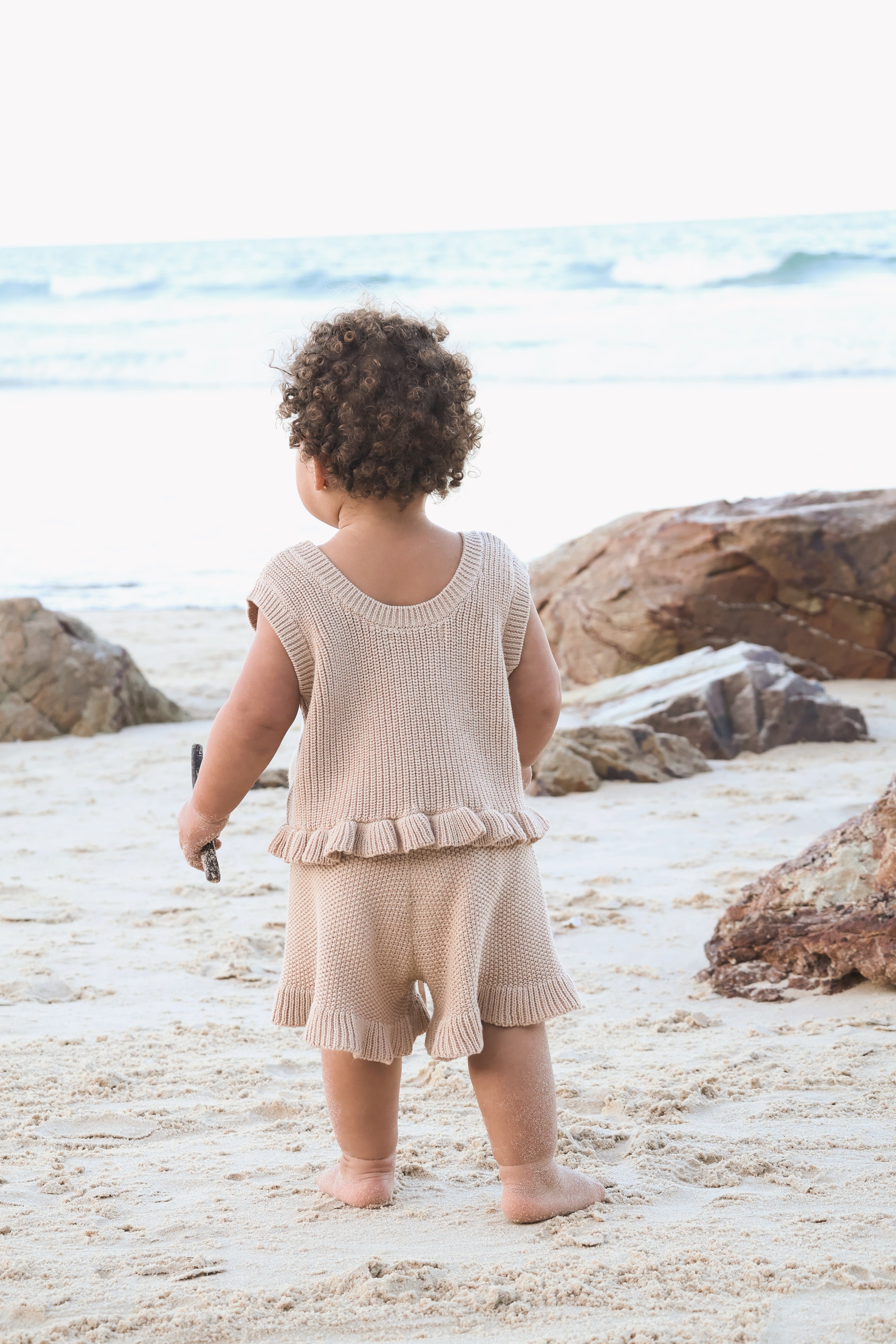 Knit Embroidered Shorts | Sand