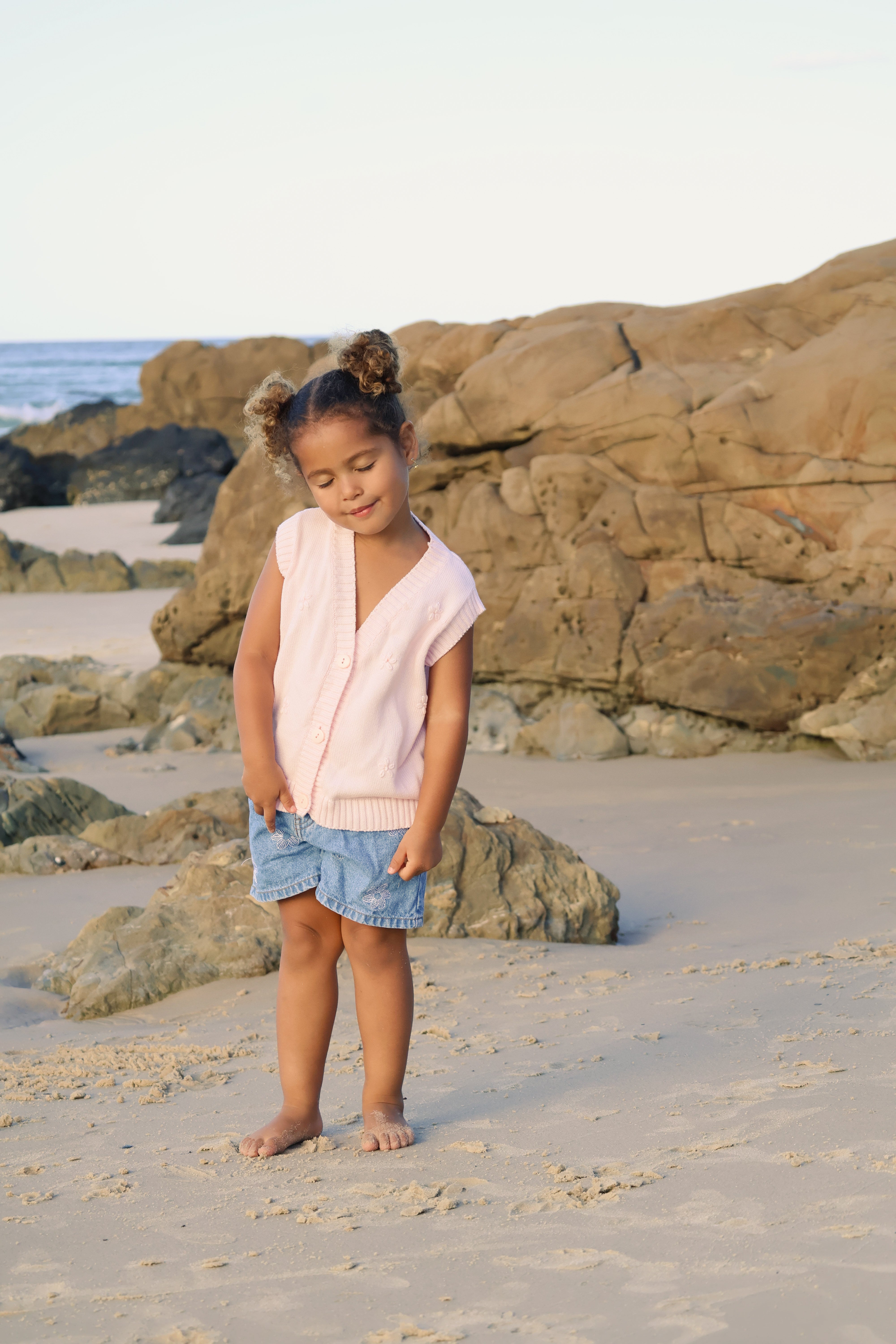 Embroidered Vest | Pink Sky