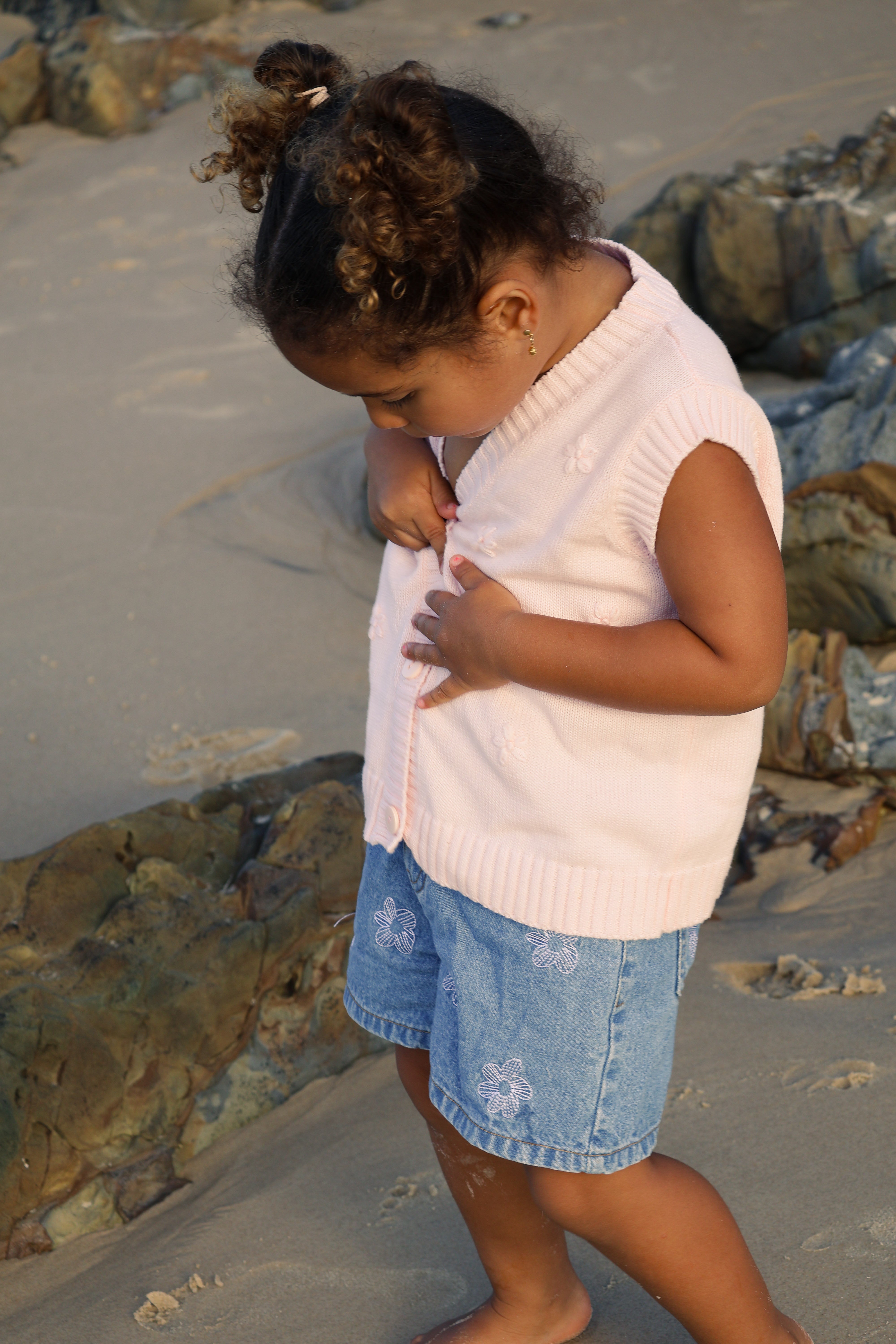 Embroidered Vest | Pink Sky