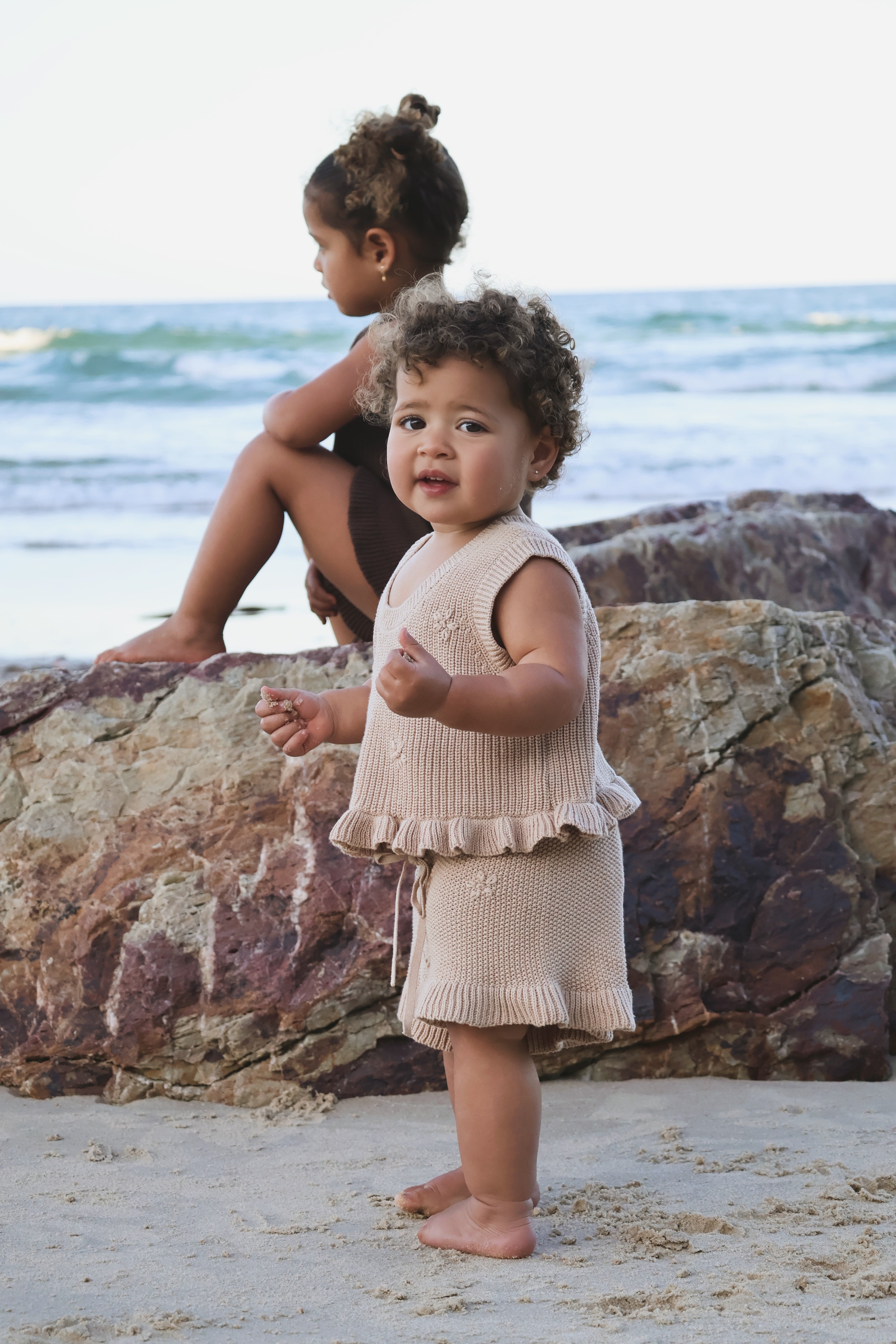 Knit Embroidered Shorts | Sand