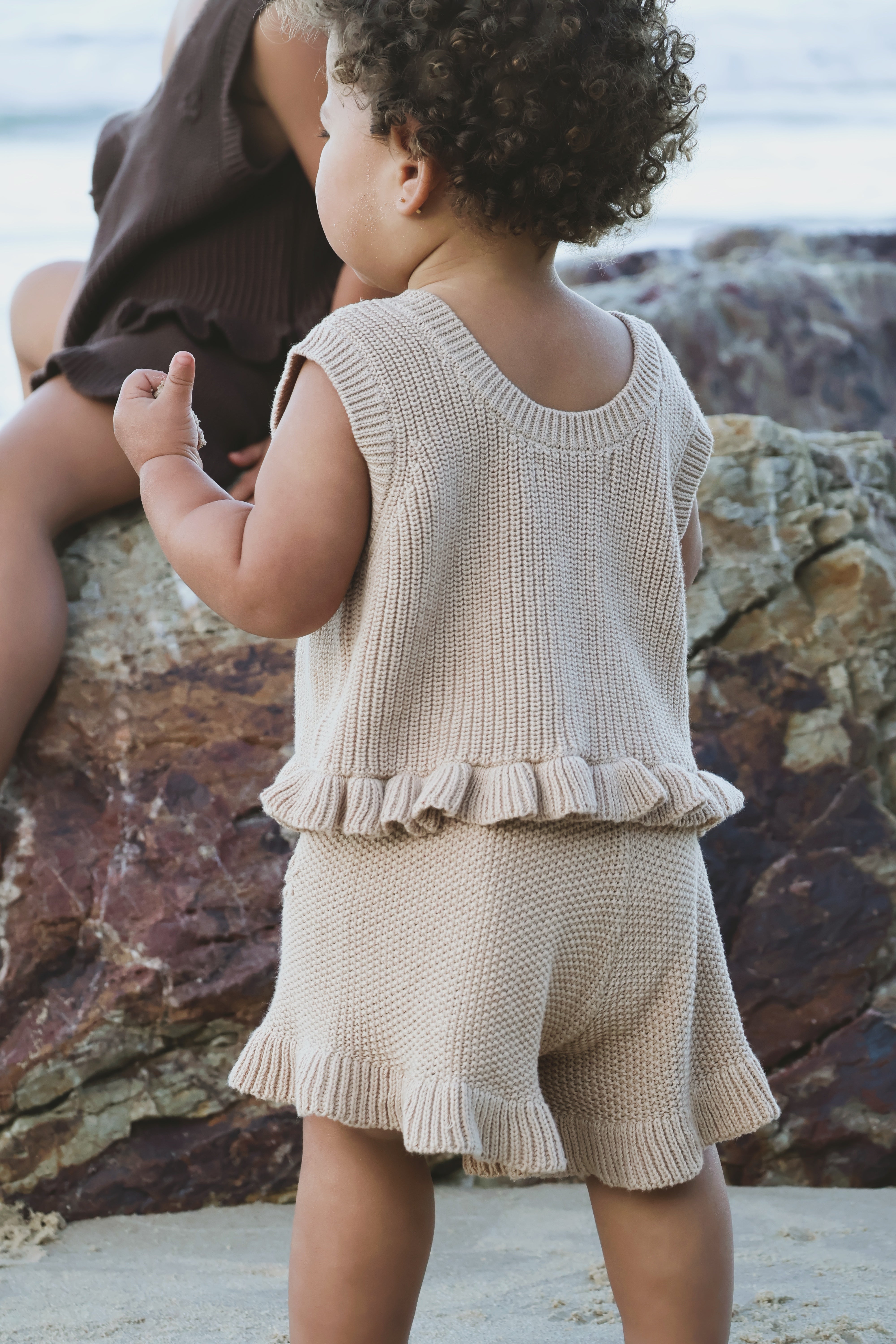 Knit Embroidered Shorts | Sand