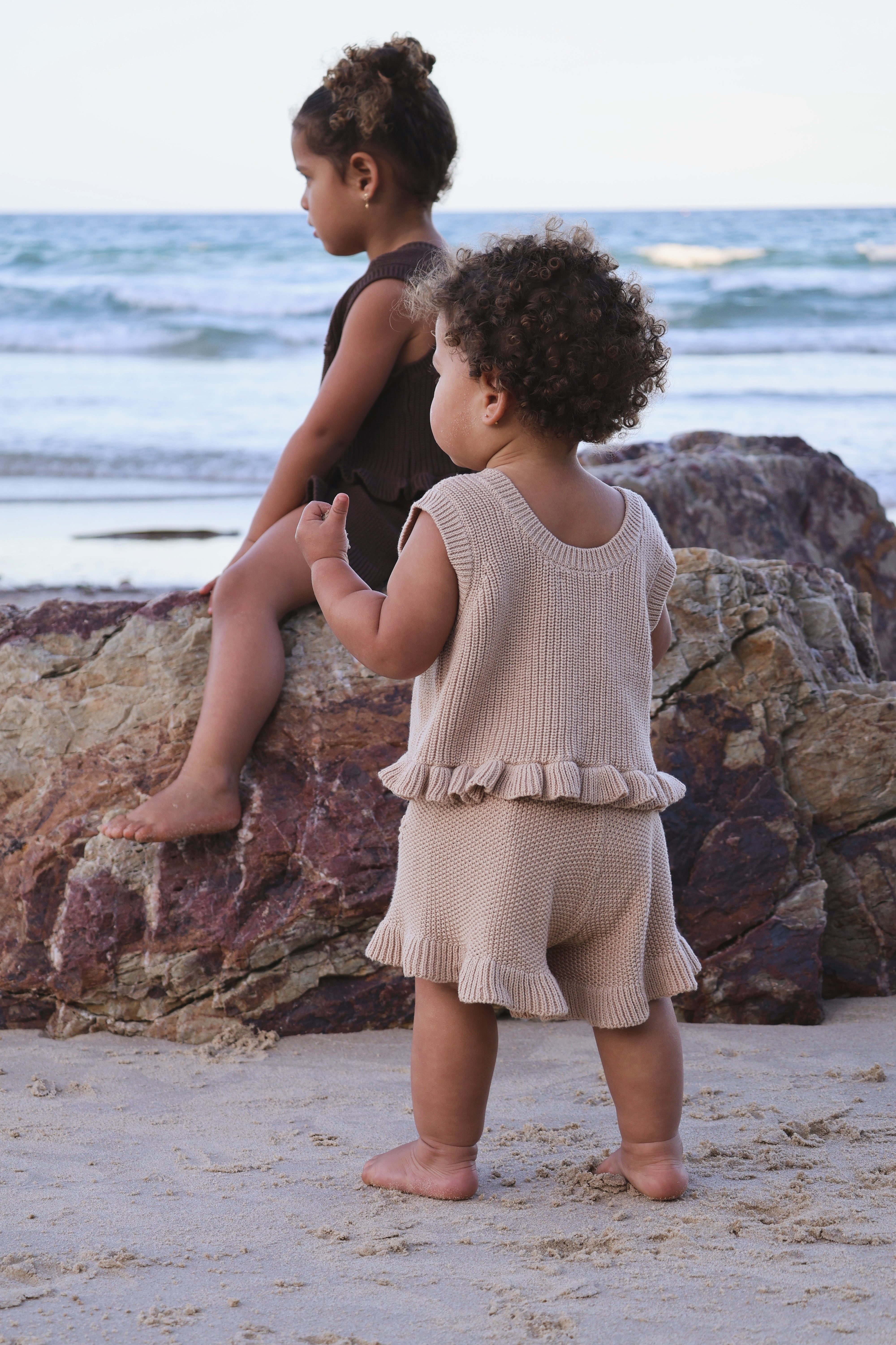 Knit Embroidered Shorts | Sand