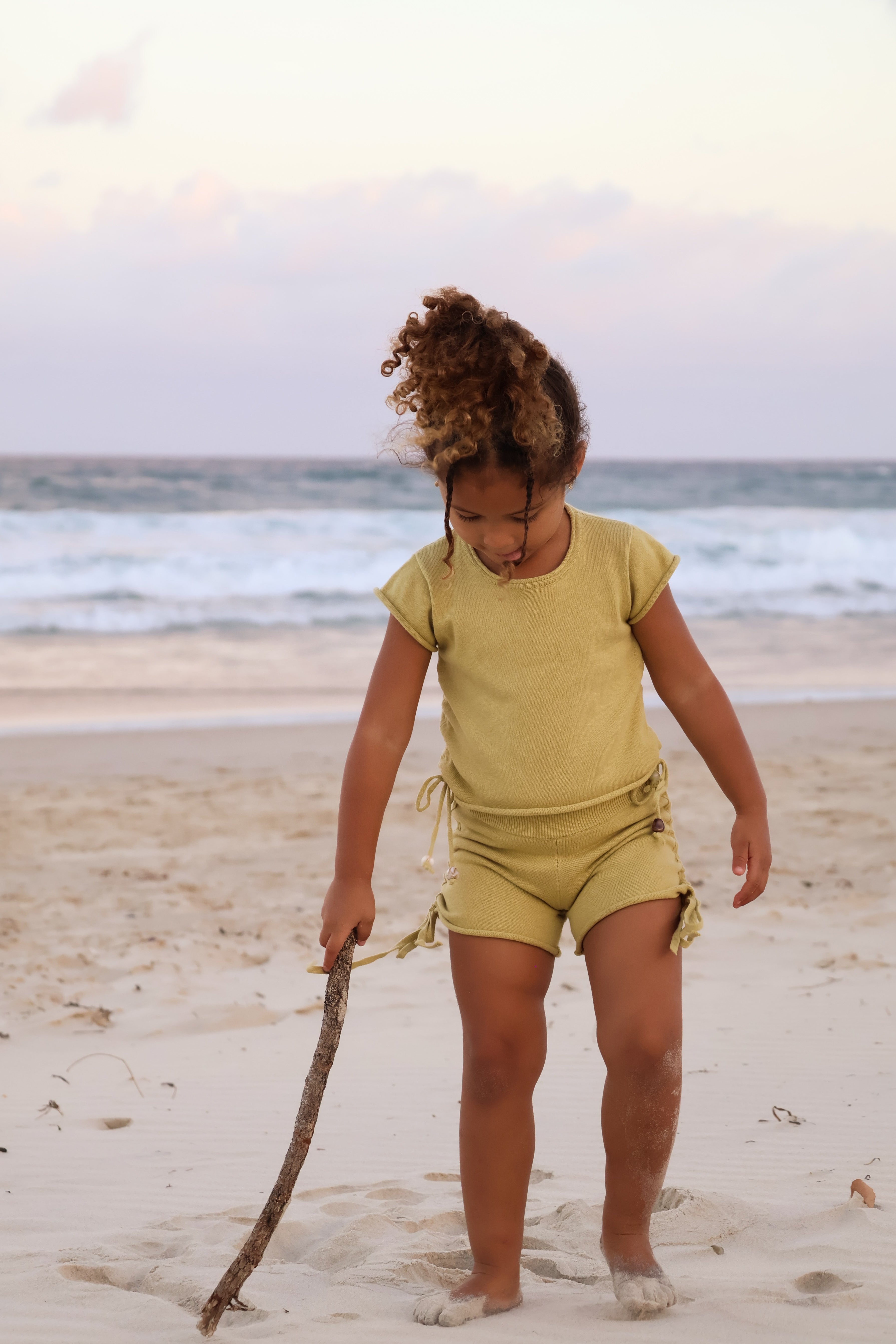 Gathered Knit Shorts | Sour Melon