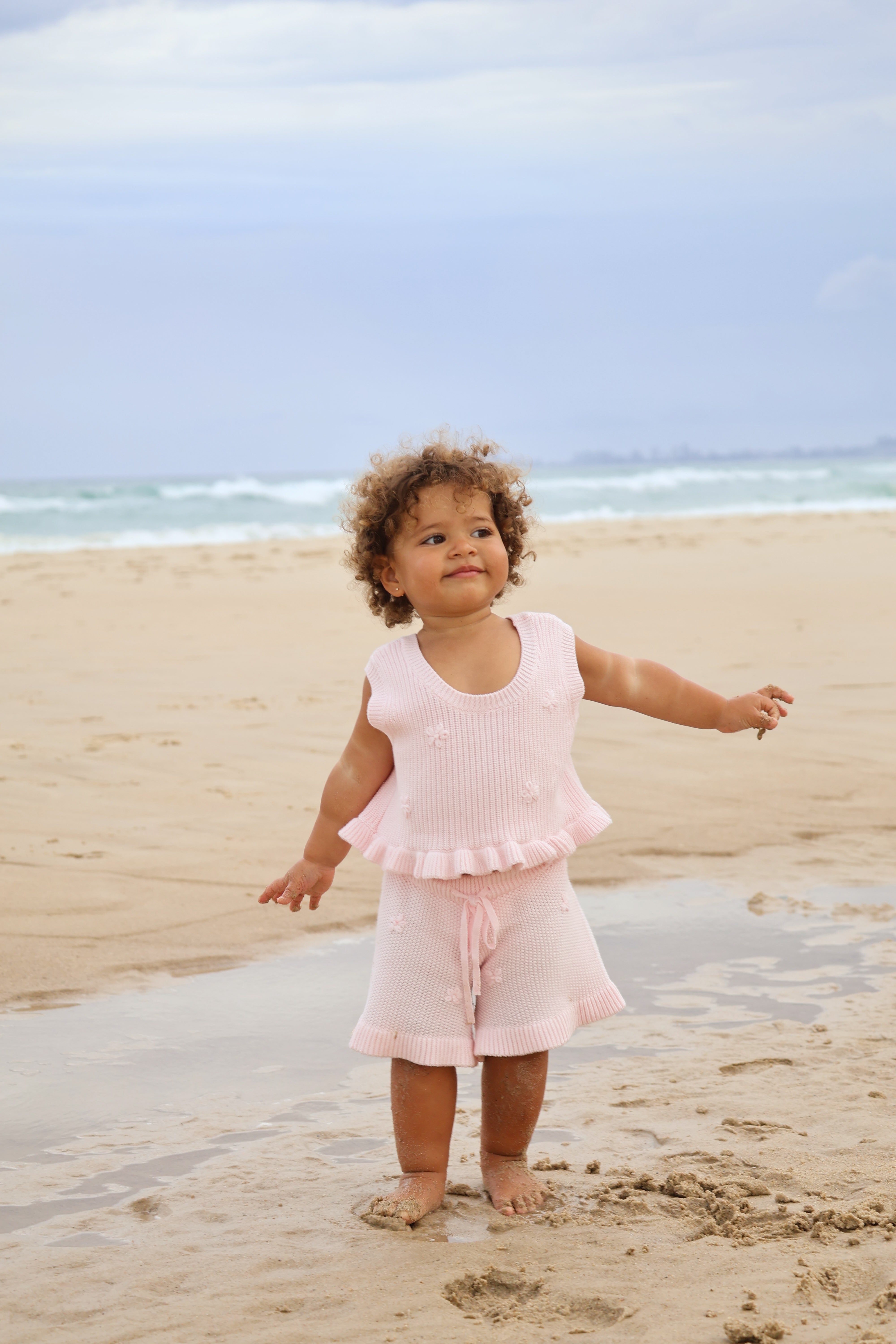 Knit Embroidered Shorts | Pink Sky