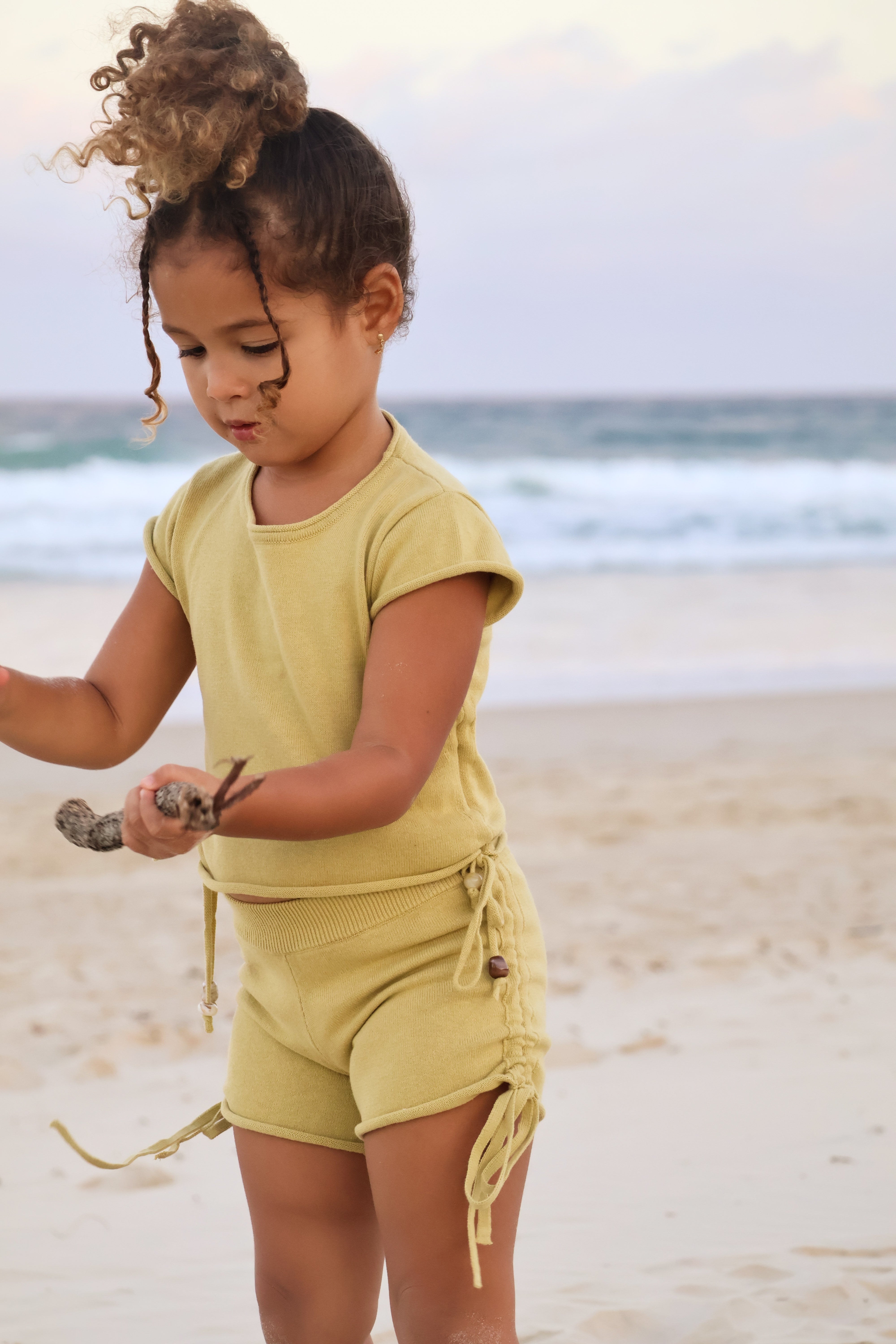 Gathered Knit Shorts | Sour Melon
