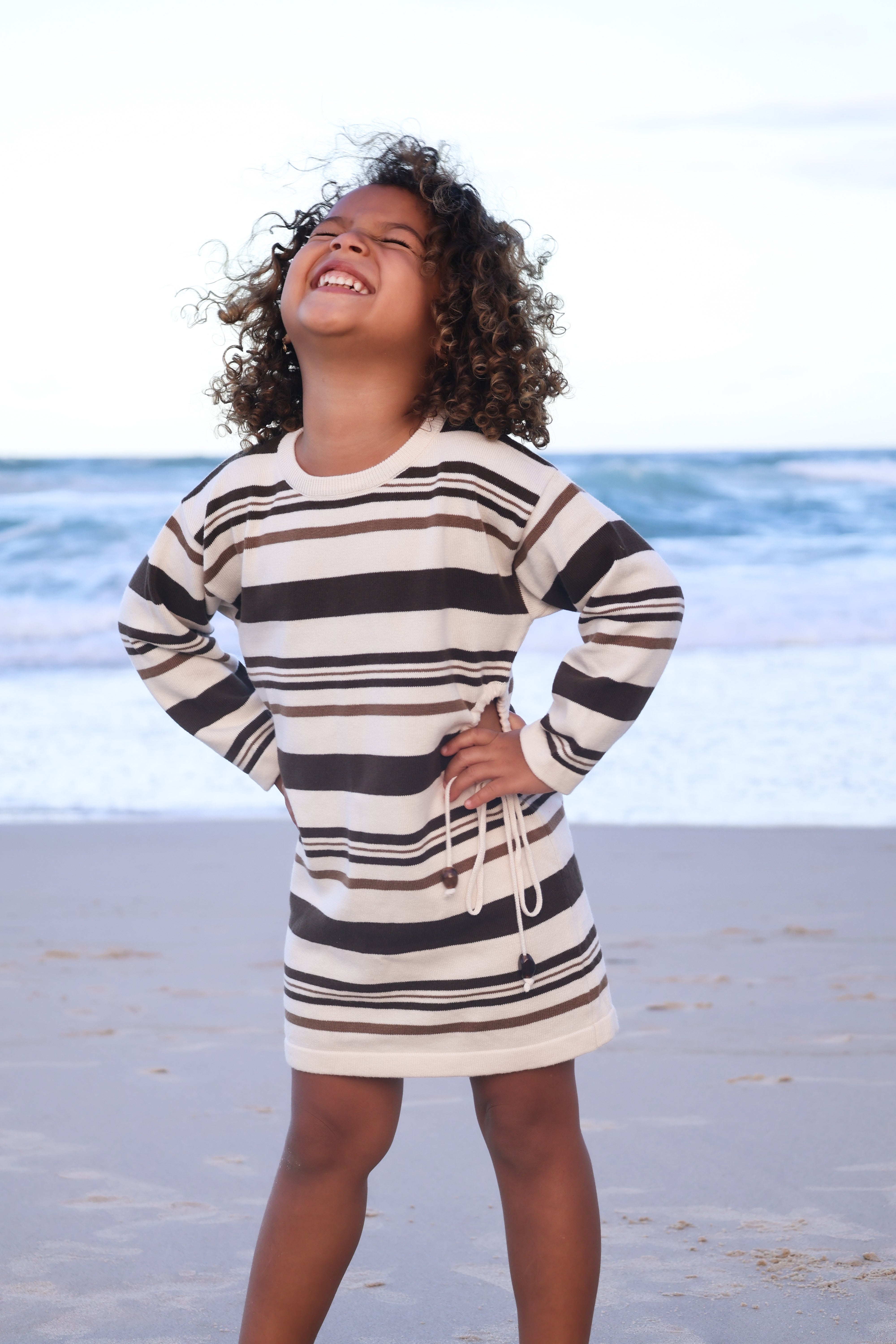 Long Sleeve Dress | Earth Stripe Beads