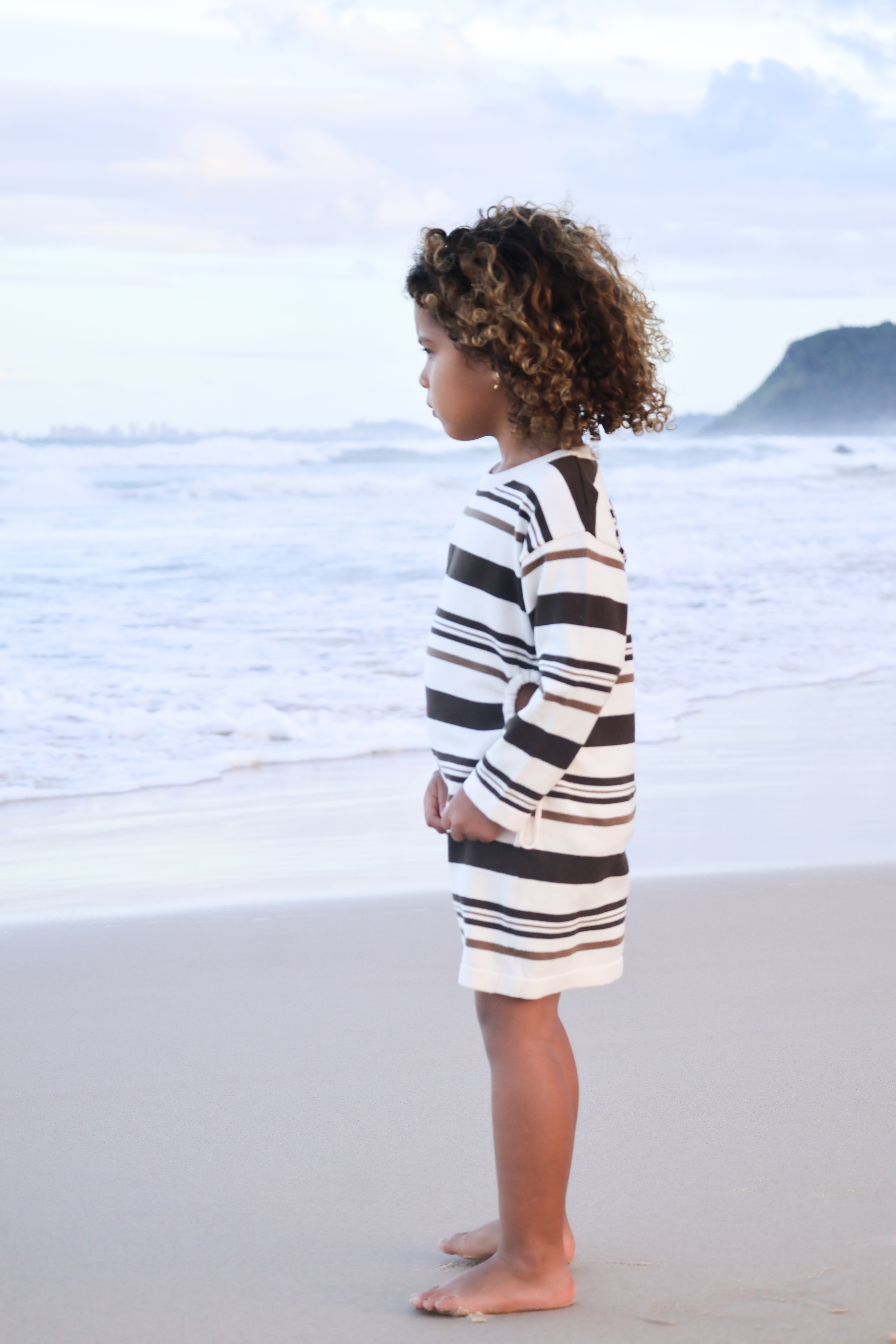 Long Sleeve Dress | Earth Stripe Beads