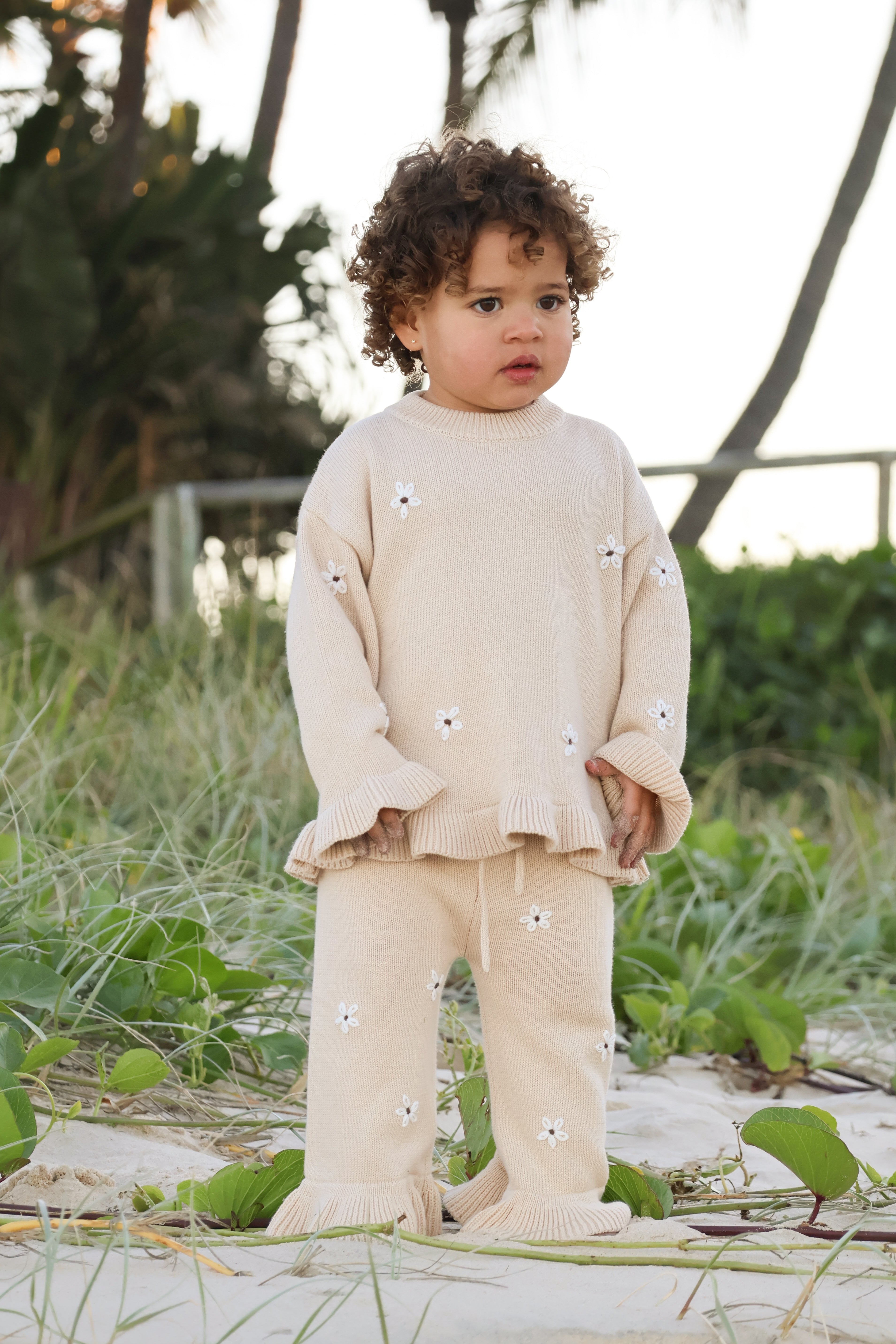 Knit Embroidery Pullover | Oat