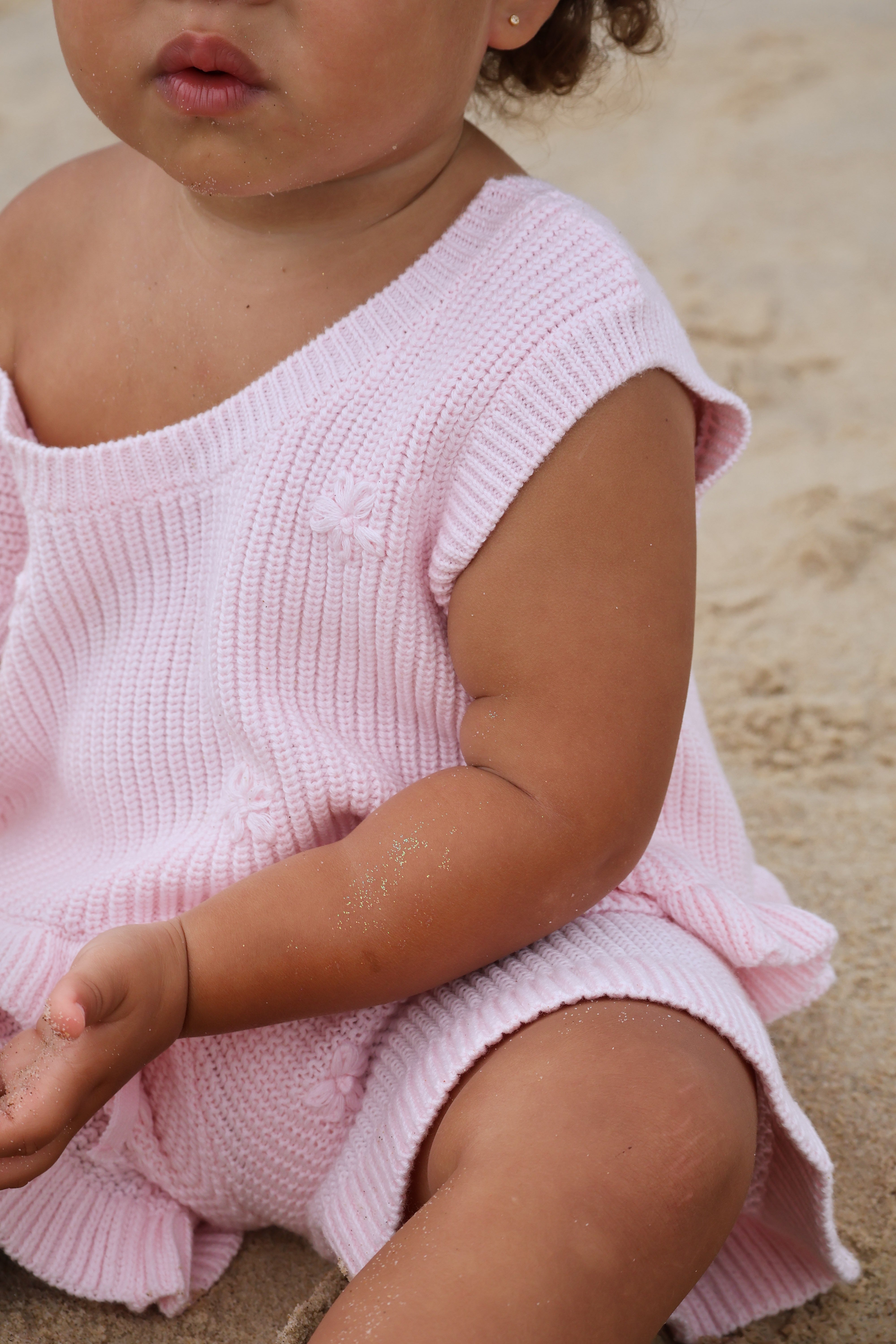 Knit Embroidered Top | Pink Sky