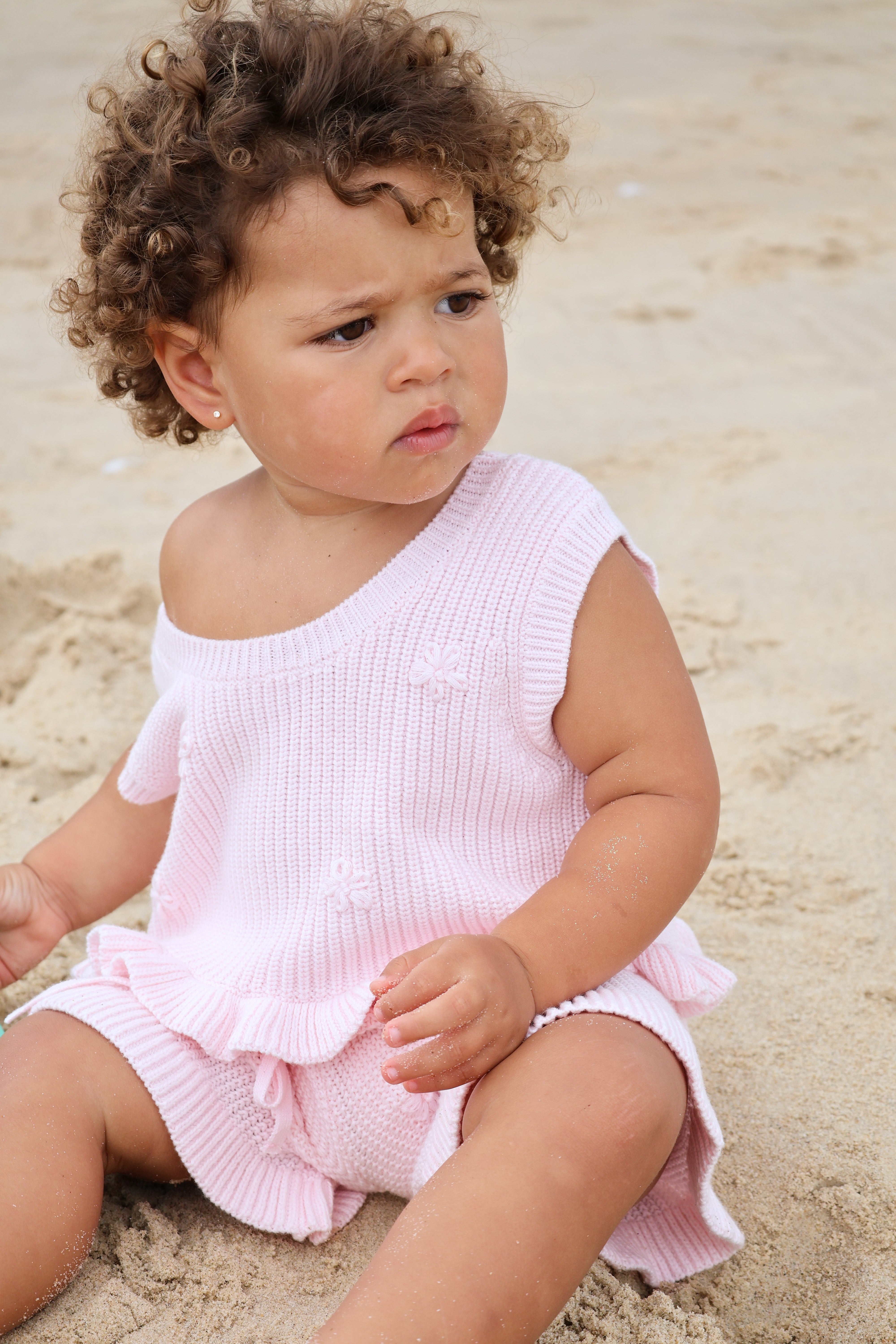 Knit Embroidered Shorts | Pink Sky