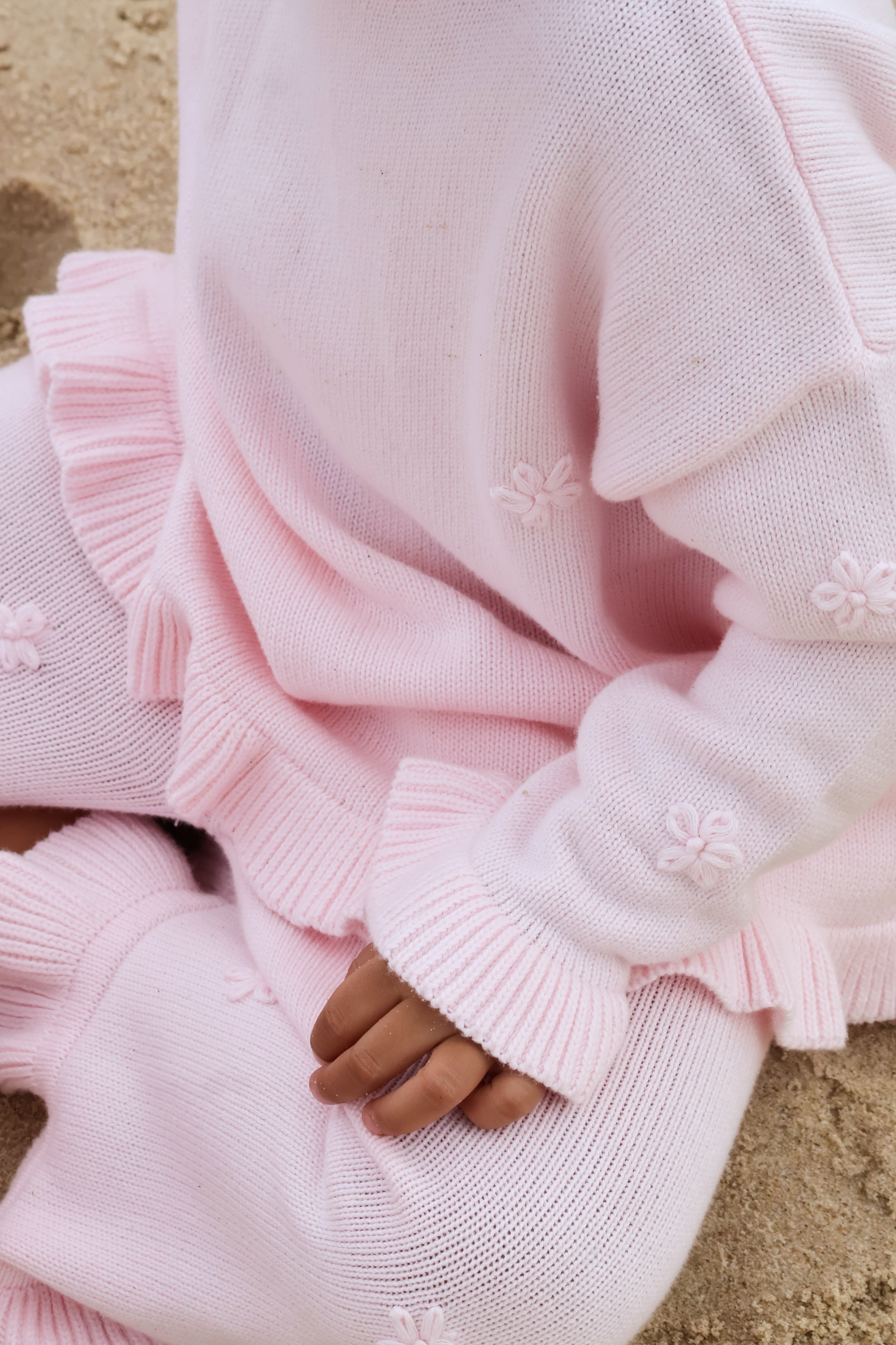 Knit Embroidery Pullover | Pink sky