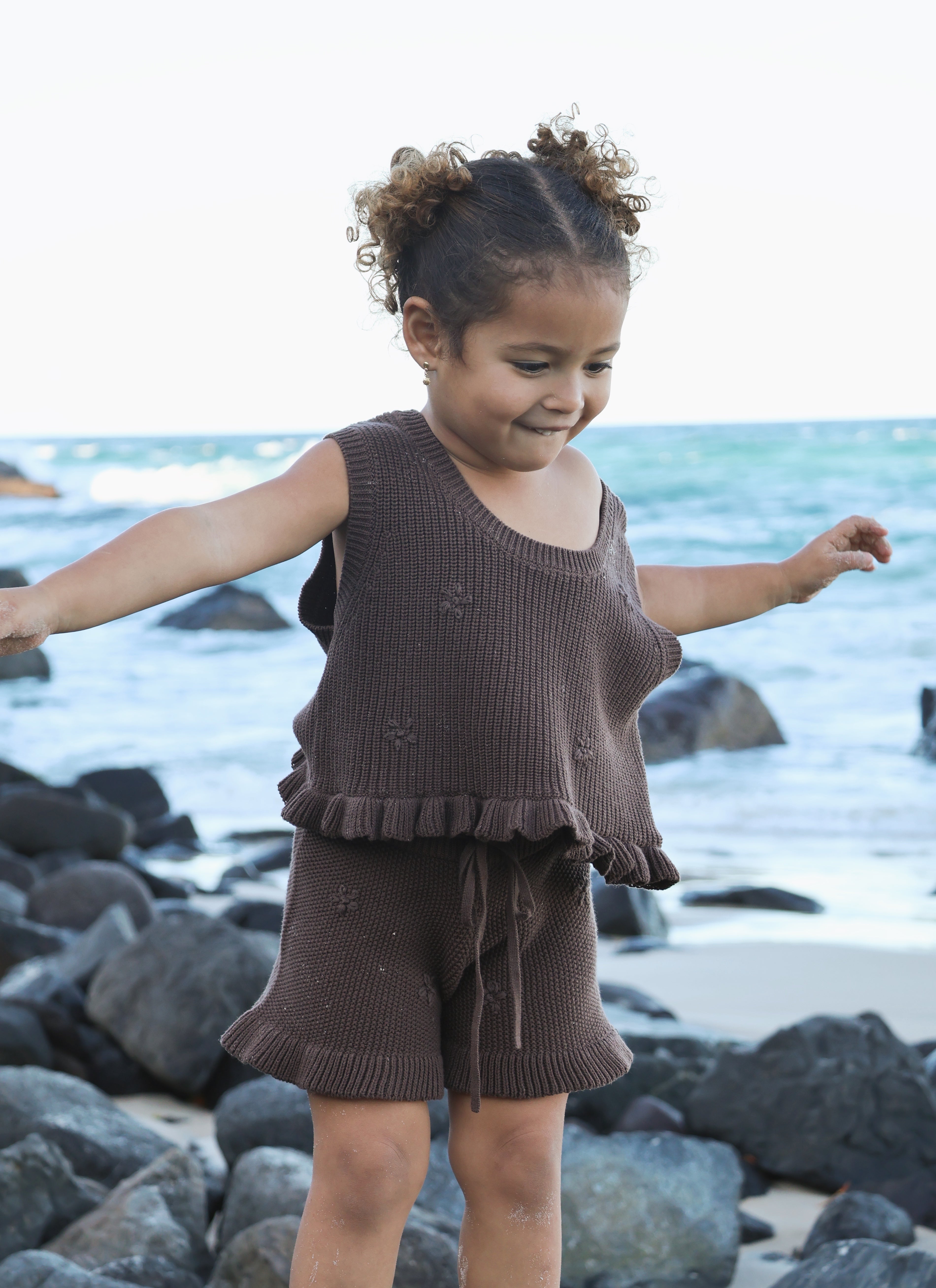 Knit Embroidered Top | Cocoa