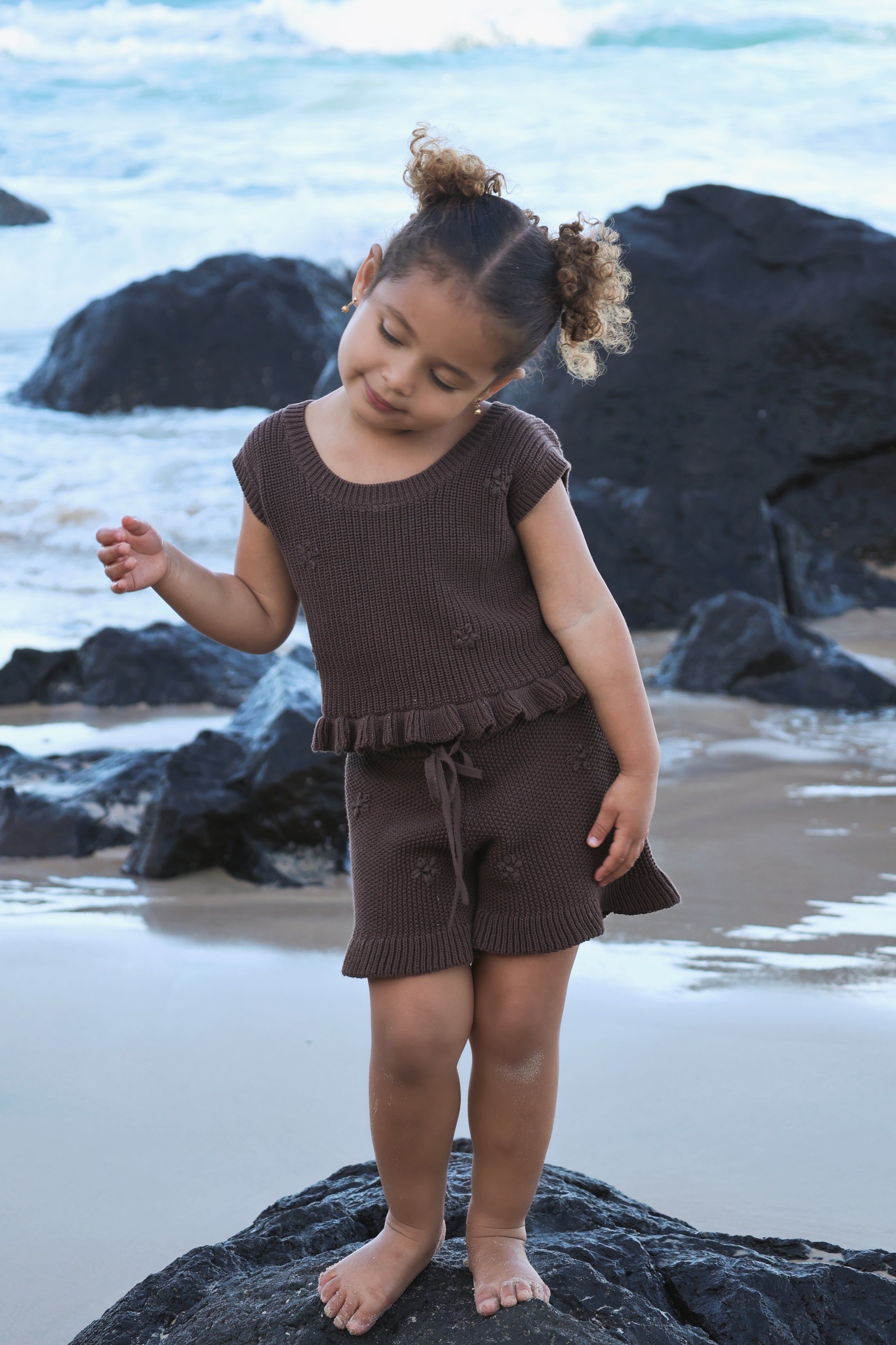 Knit Embroidered Top | Cocoa