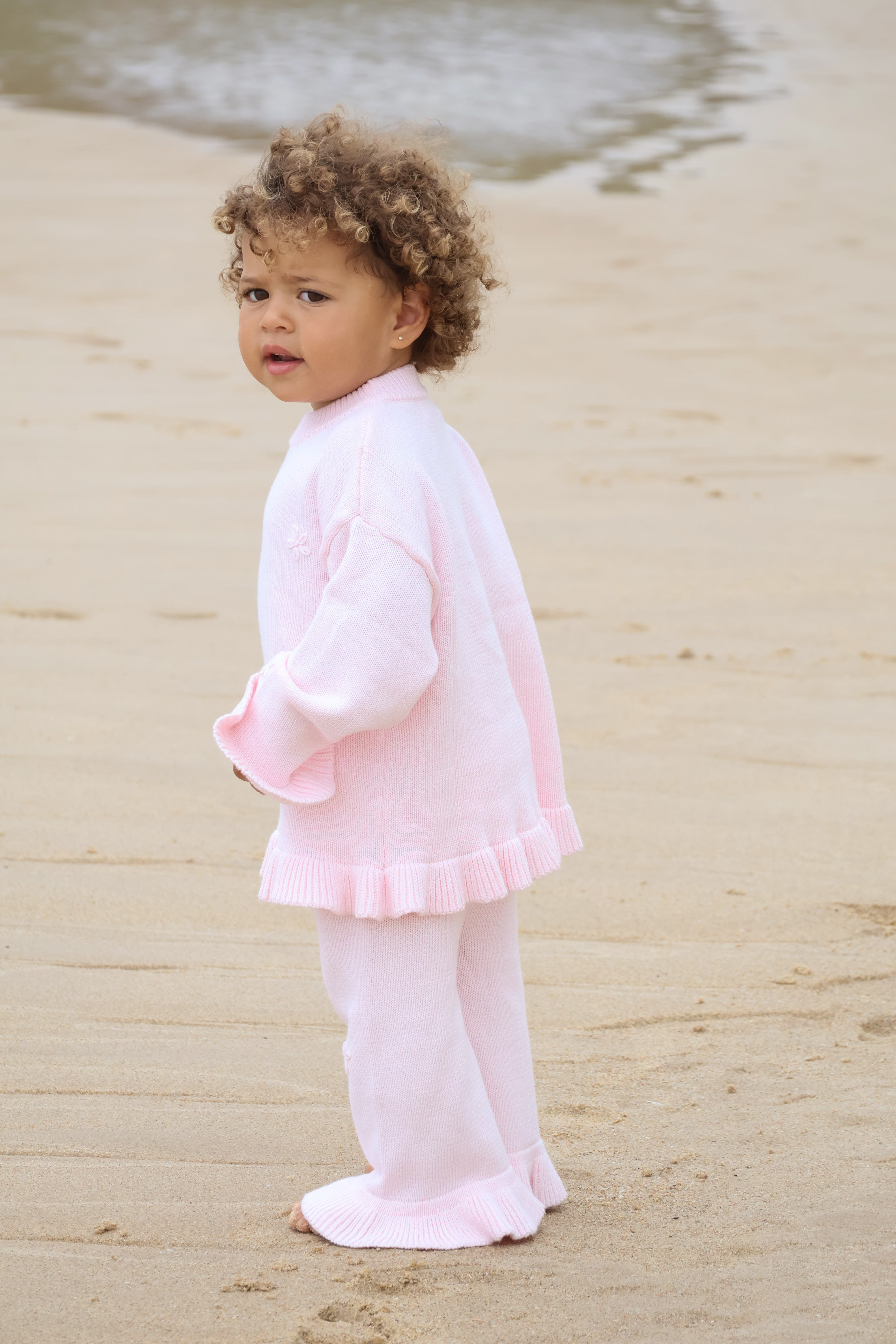 Knit Embroidery Pullover | Pink sky