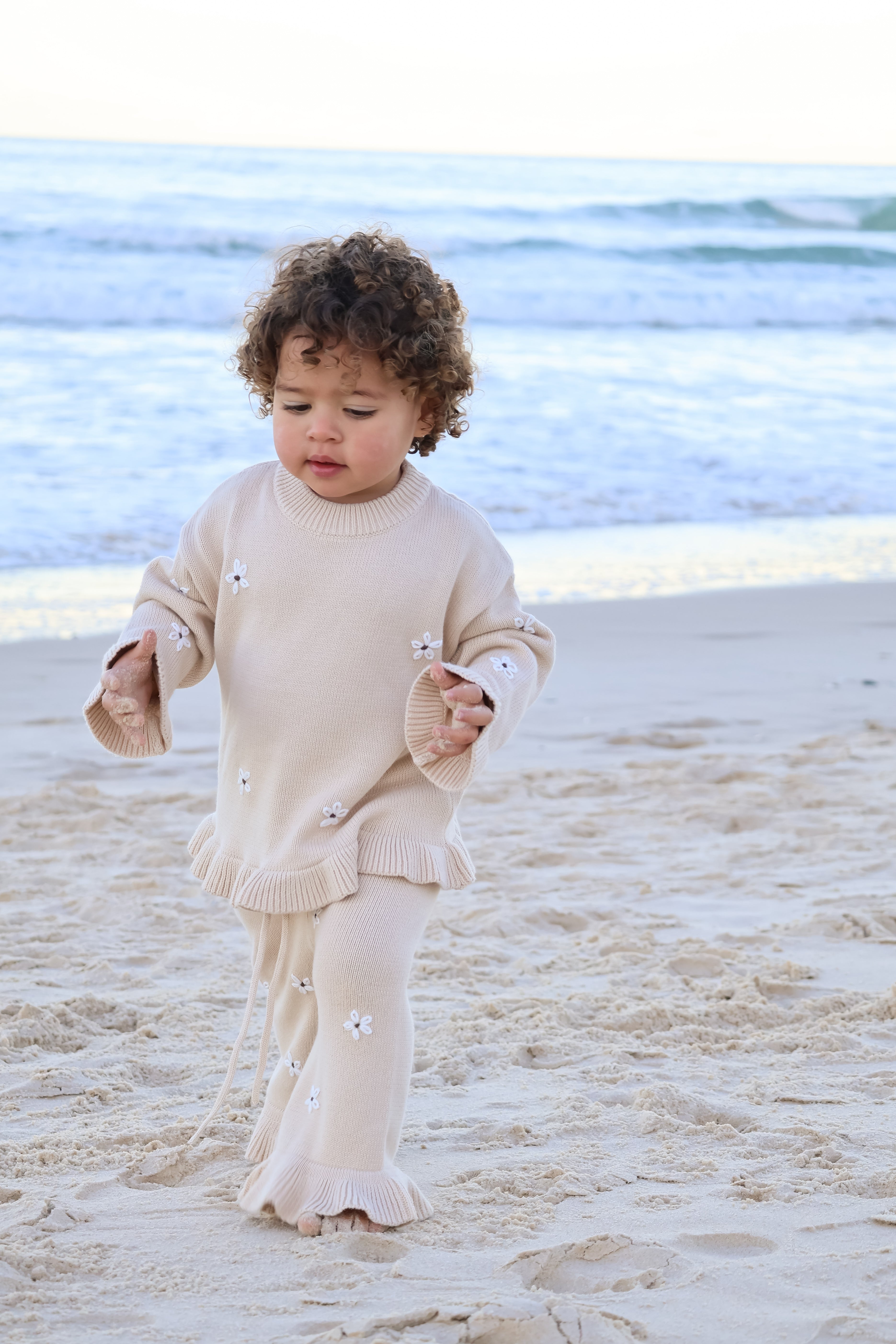 Knit Embroidery Pullover | Oat
