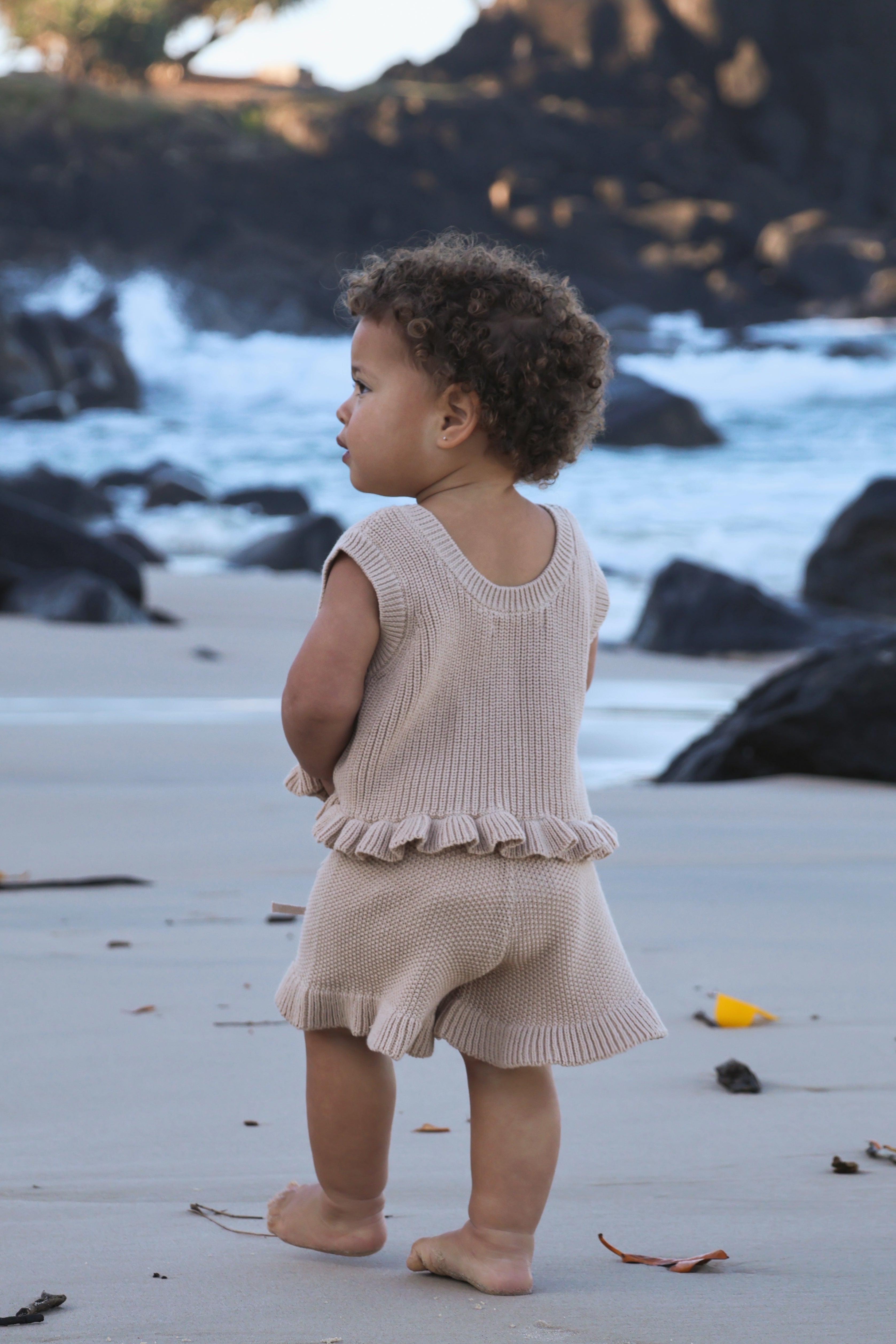 Knit Embroidered Shorts | Sand