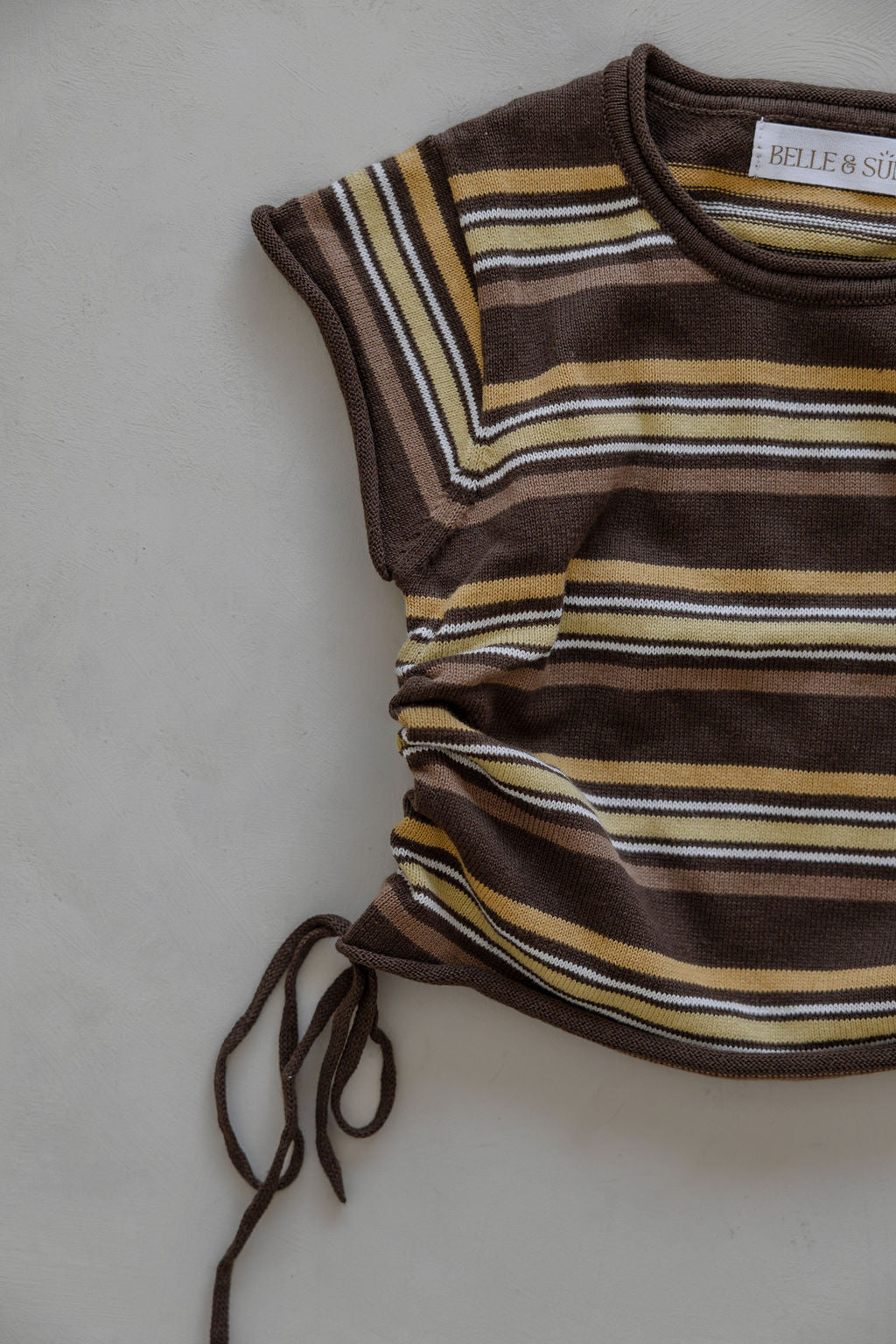 Gathered Knit Tshirt | Sunset Stripe