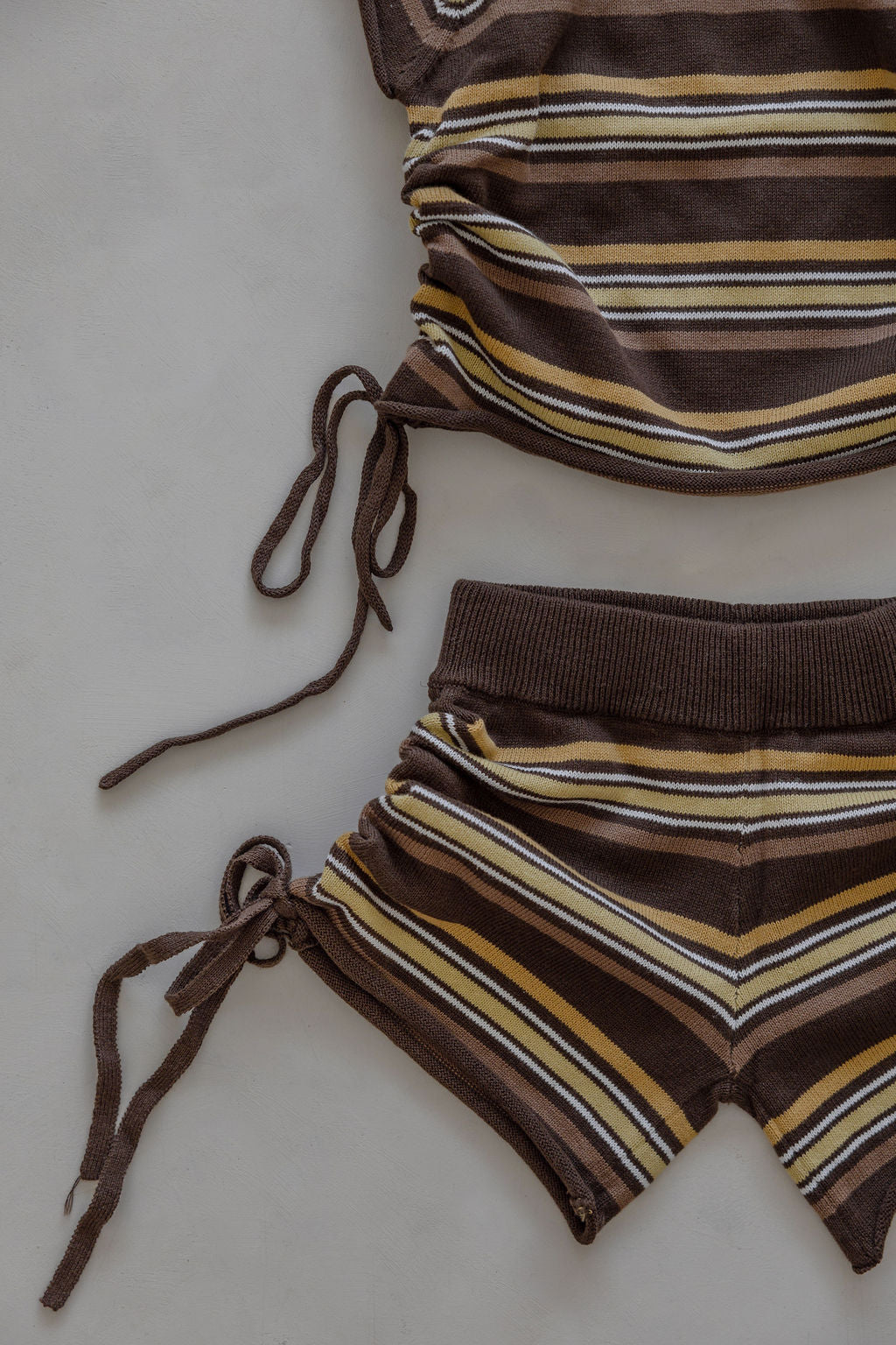 Gathered Knit Tshirt | Sunset Stripe