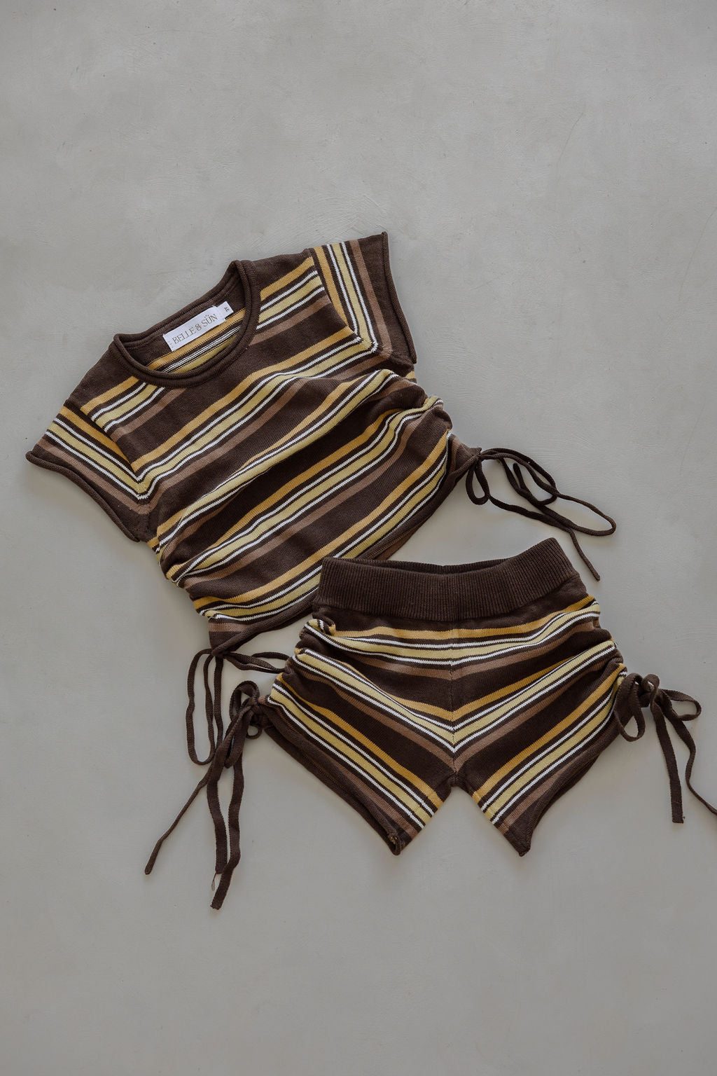 Gathered Knit Shorts | Sunset Stripe