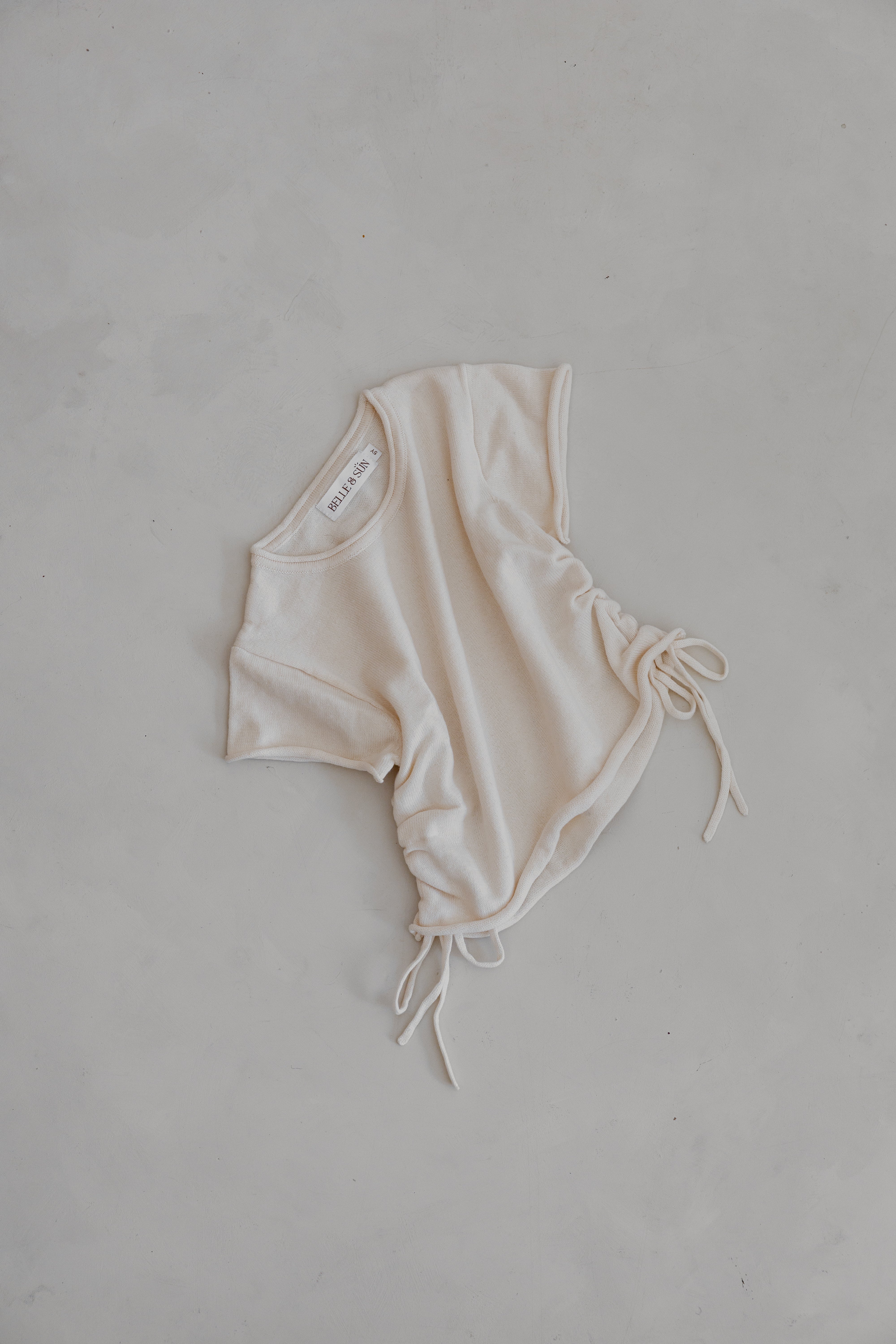 Gathered Knit Tshirt | Natural