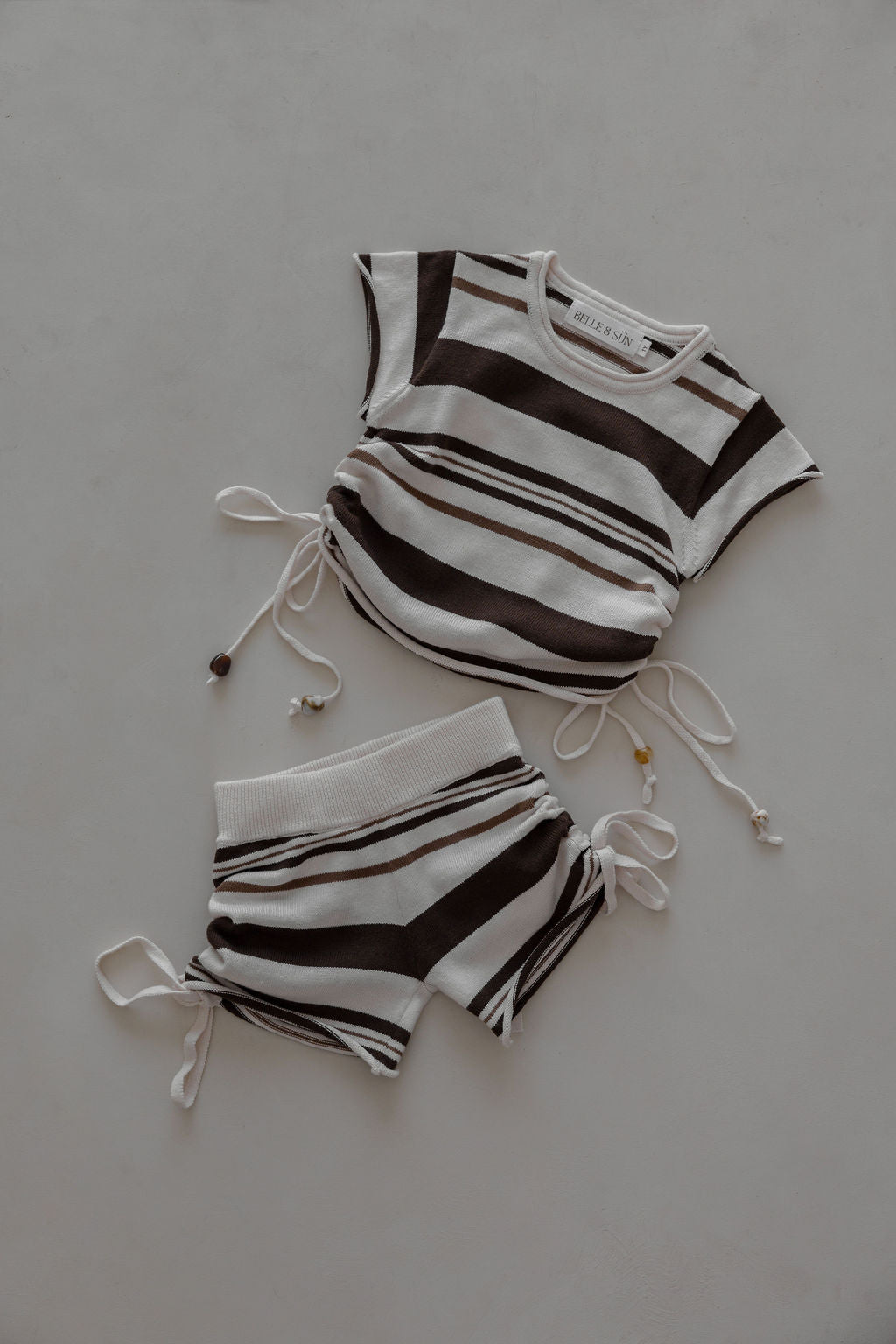 Gathered Knit Shorts | Earth Stripe