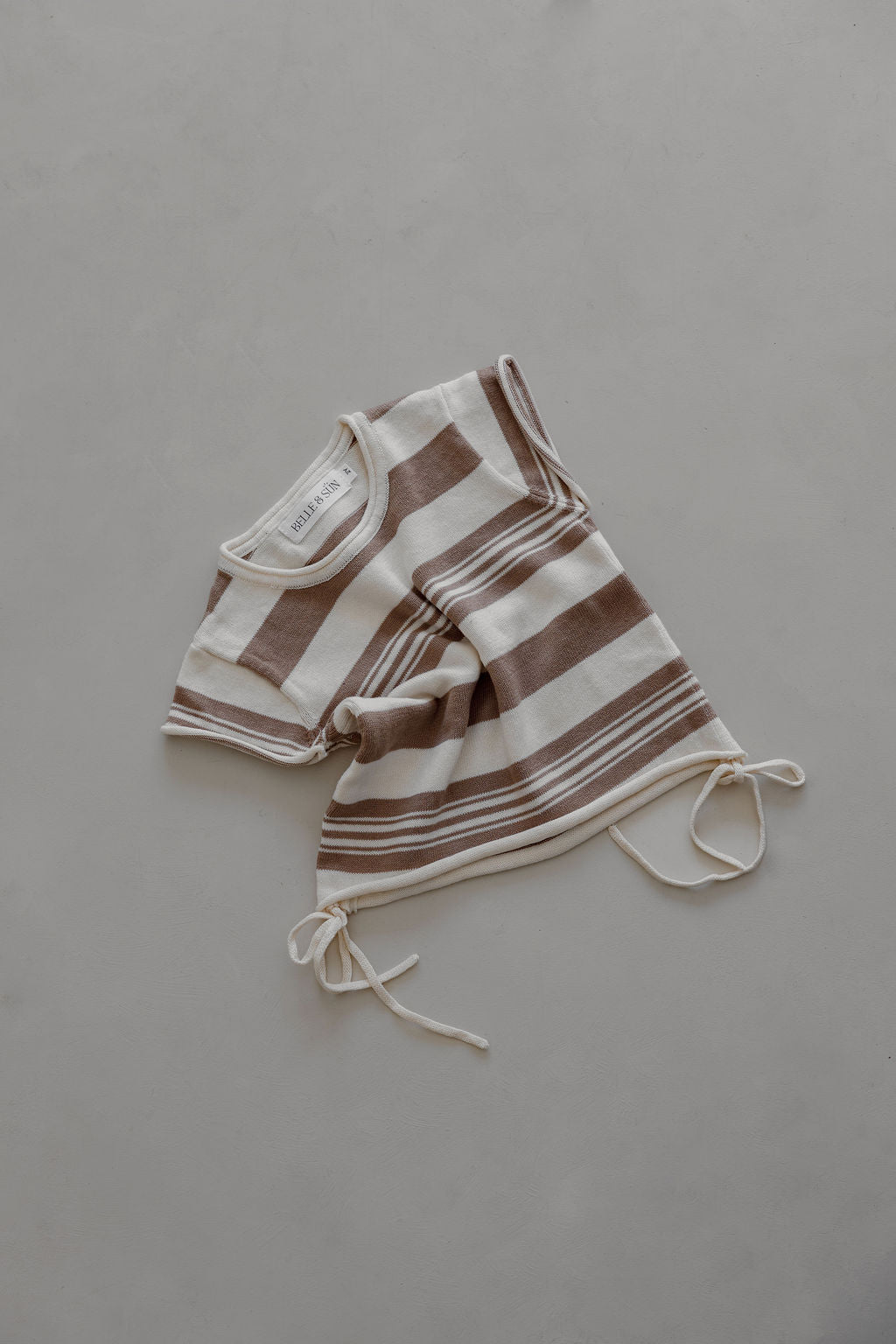 Gathered Knit Tshirt | Earth Stripe