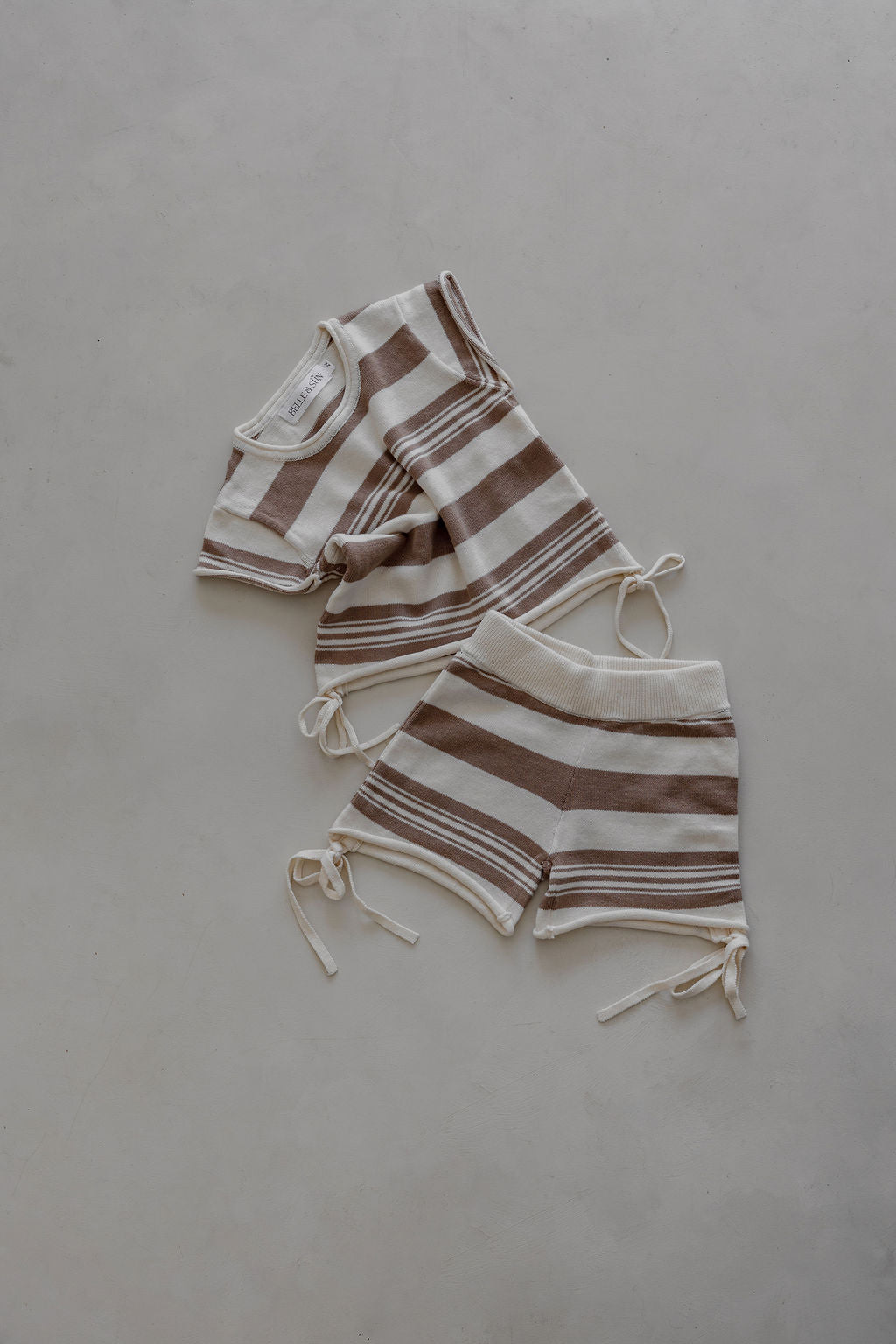 Gathered Knit Shorts | Earth Stripe