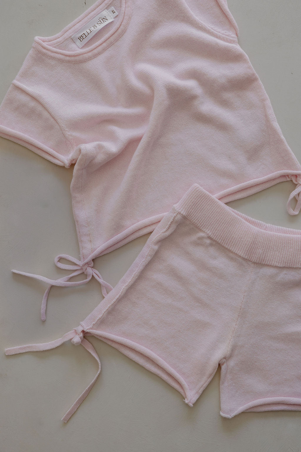 Gathered Knit Tshirt | Pink Sky