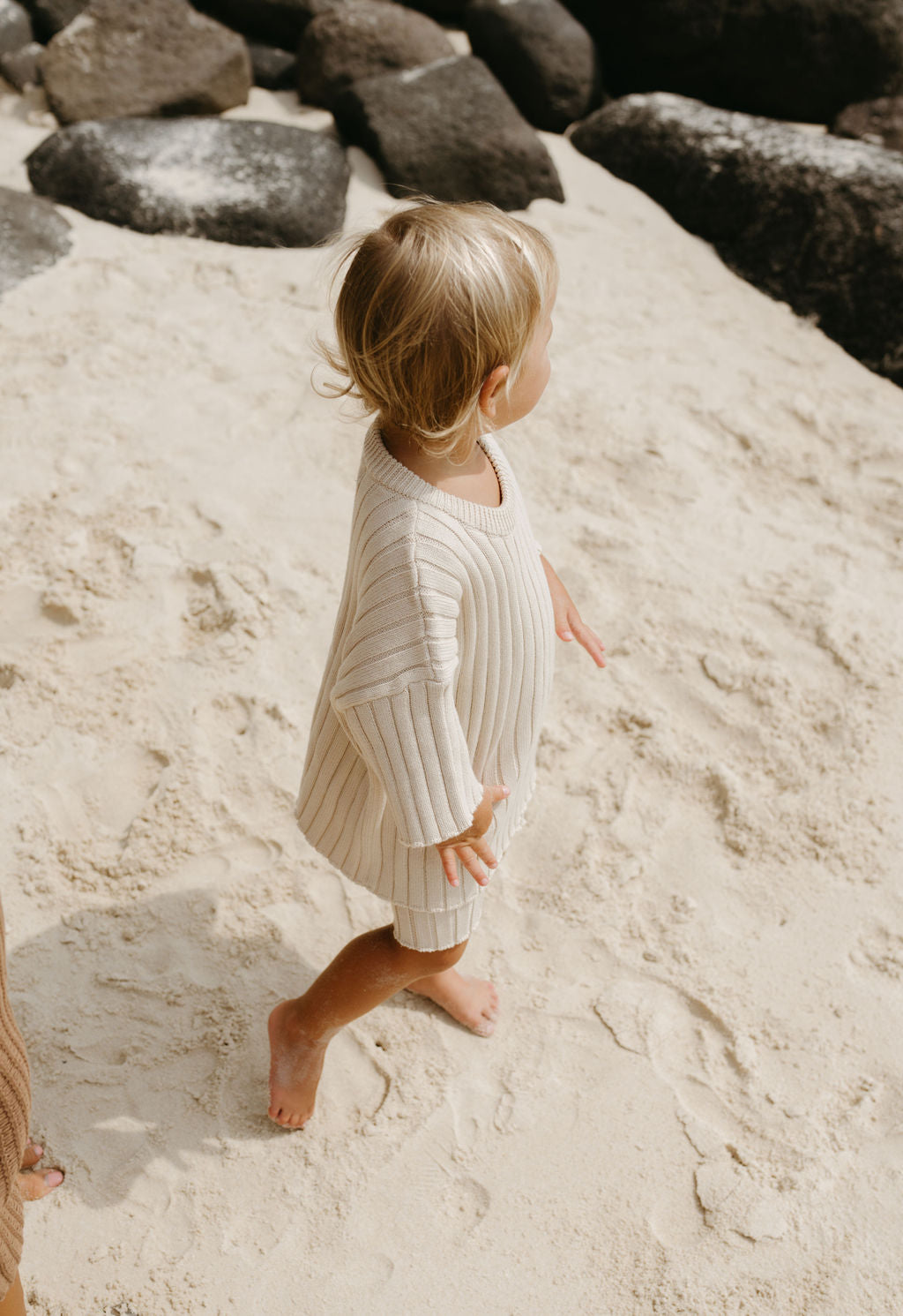 Ribbed Knit Tee | Sand