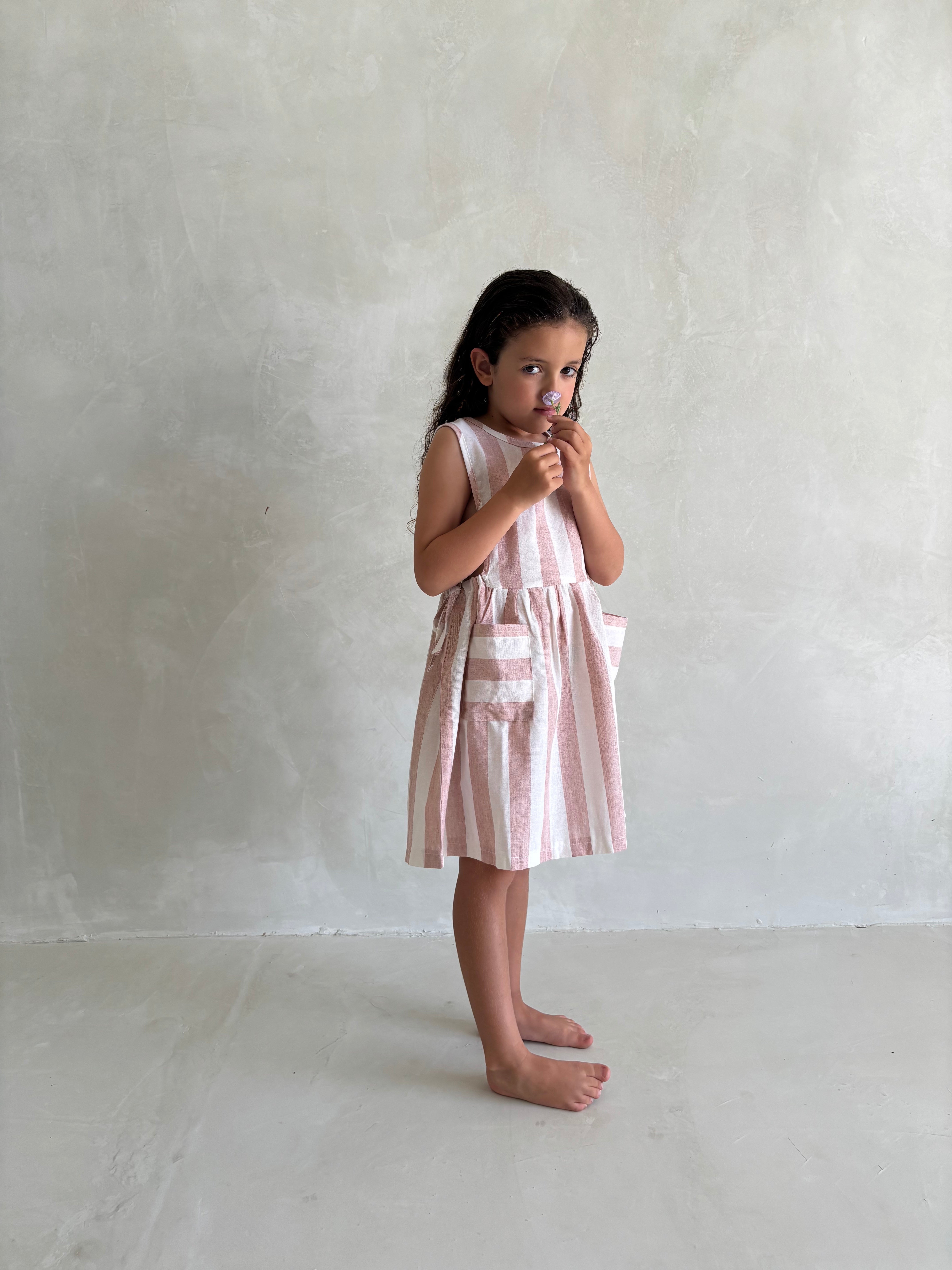Linen Stripe Dress | Blush