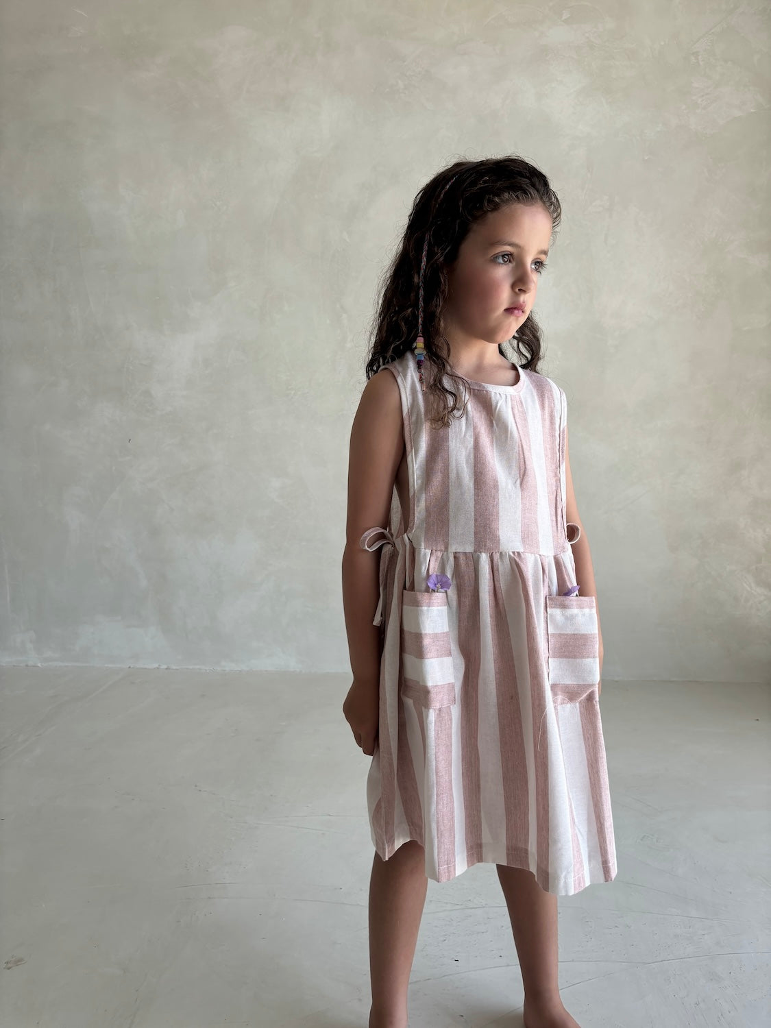 Linen Stripe Dress | Blush