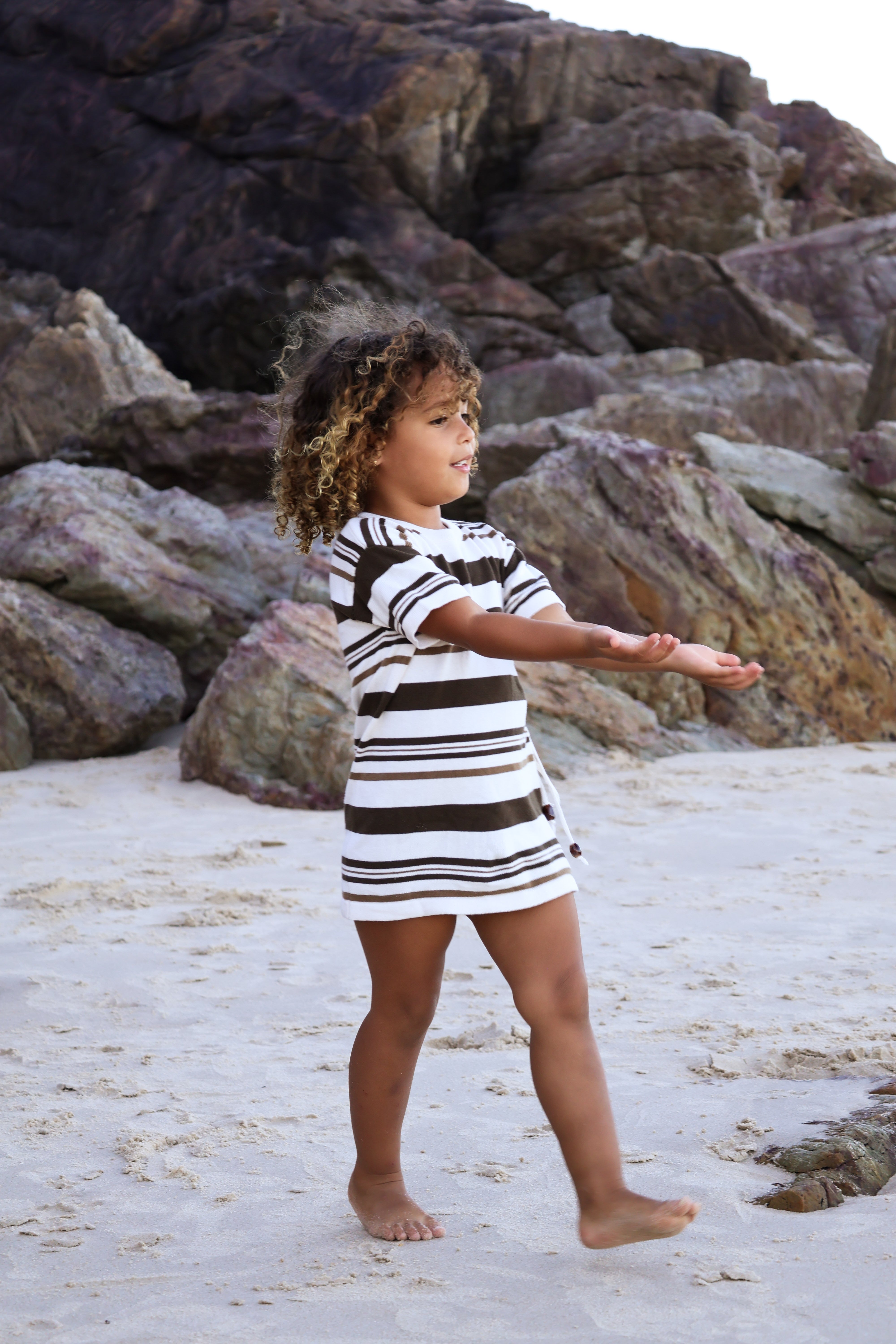 Keyhole Dress | Earth Stripe